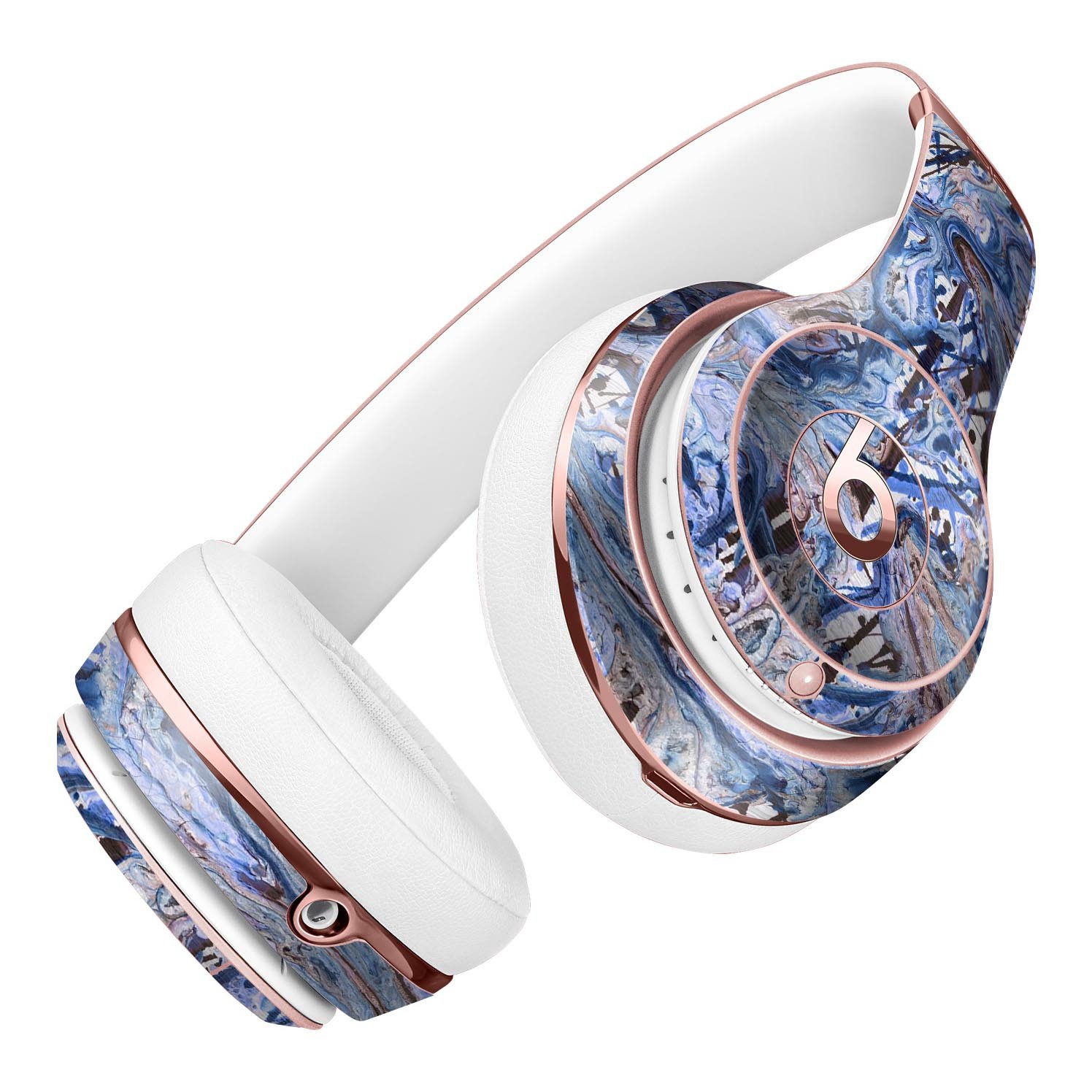 Abstract Wet Paint Blues Full-Body Skin Kit for Beats by Dre Solo 3 Wireless Headphones, showcasing vibrant colors and unique design.