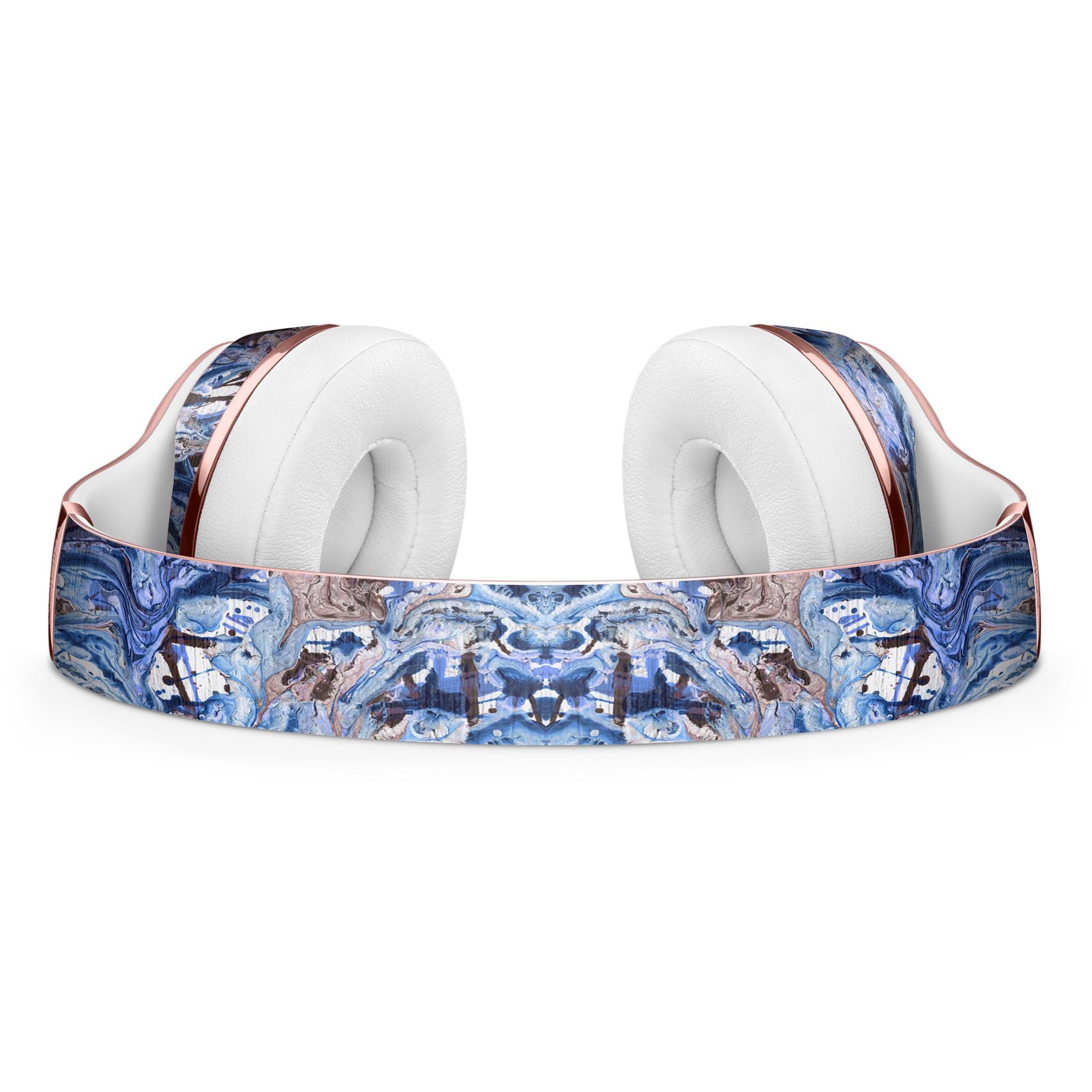 Abstract Wet Paint Blues Full-Body Skin Kit for Beats by Dre Solo 3 Wireless Headphones, showcasing vibrant colors and unique design.