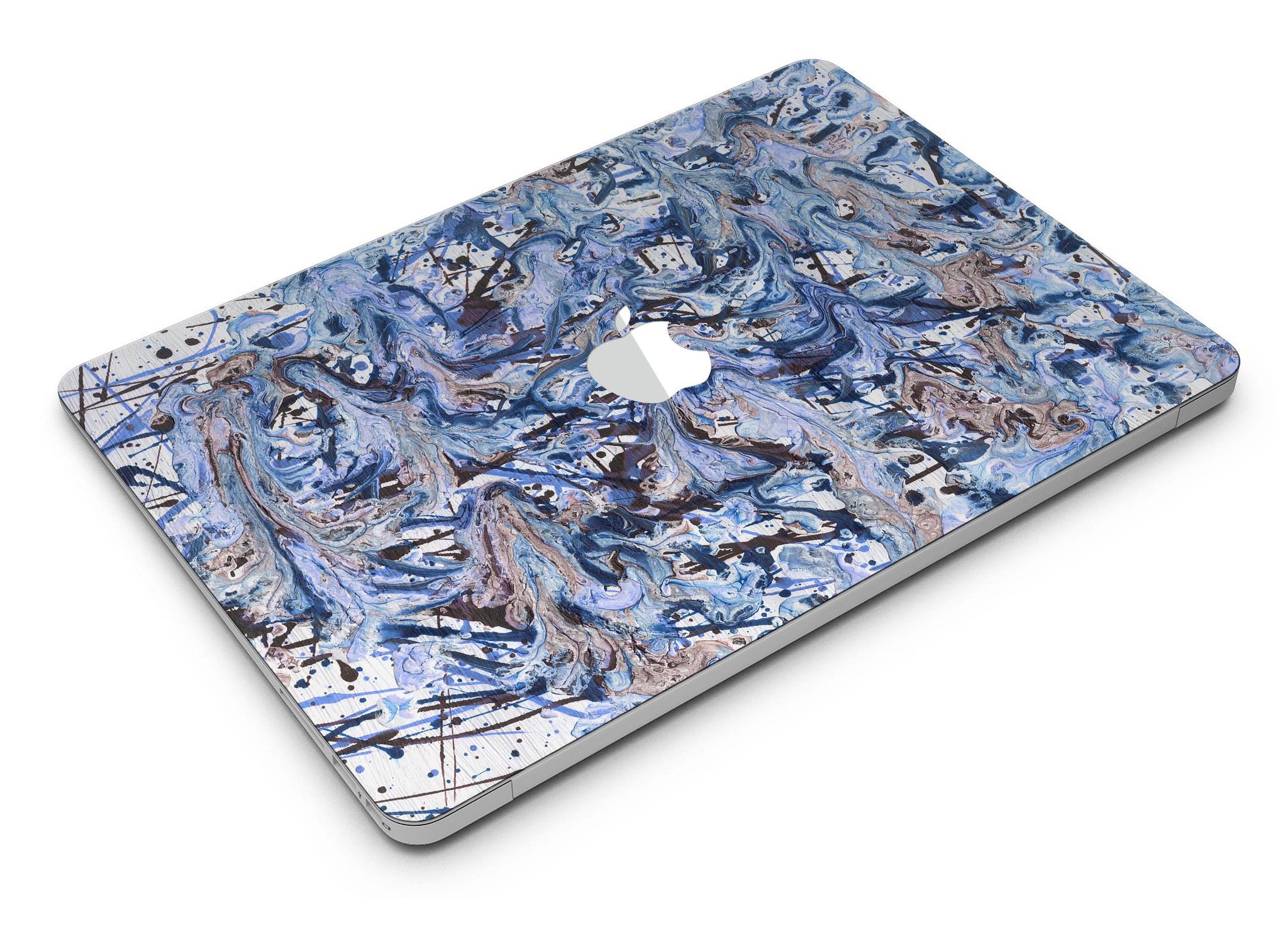 Abstract Wet Paint Blues skin kit for MacBook Air, showcasing vibrant colors and unique design.