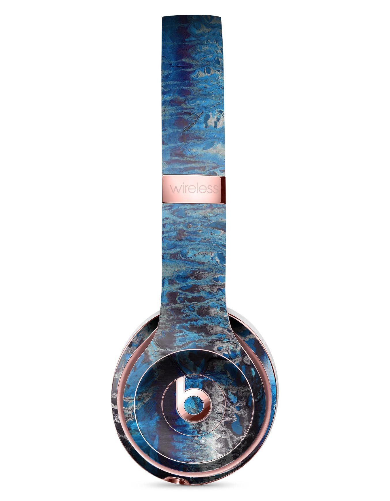 Abstract Wet Paint Blues v8 Full-Body Skin Kit for Beats by Dre Solo 3 Wireless Headphones, showcasing vibrant colors and unique design.