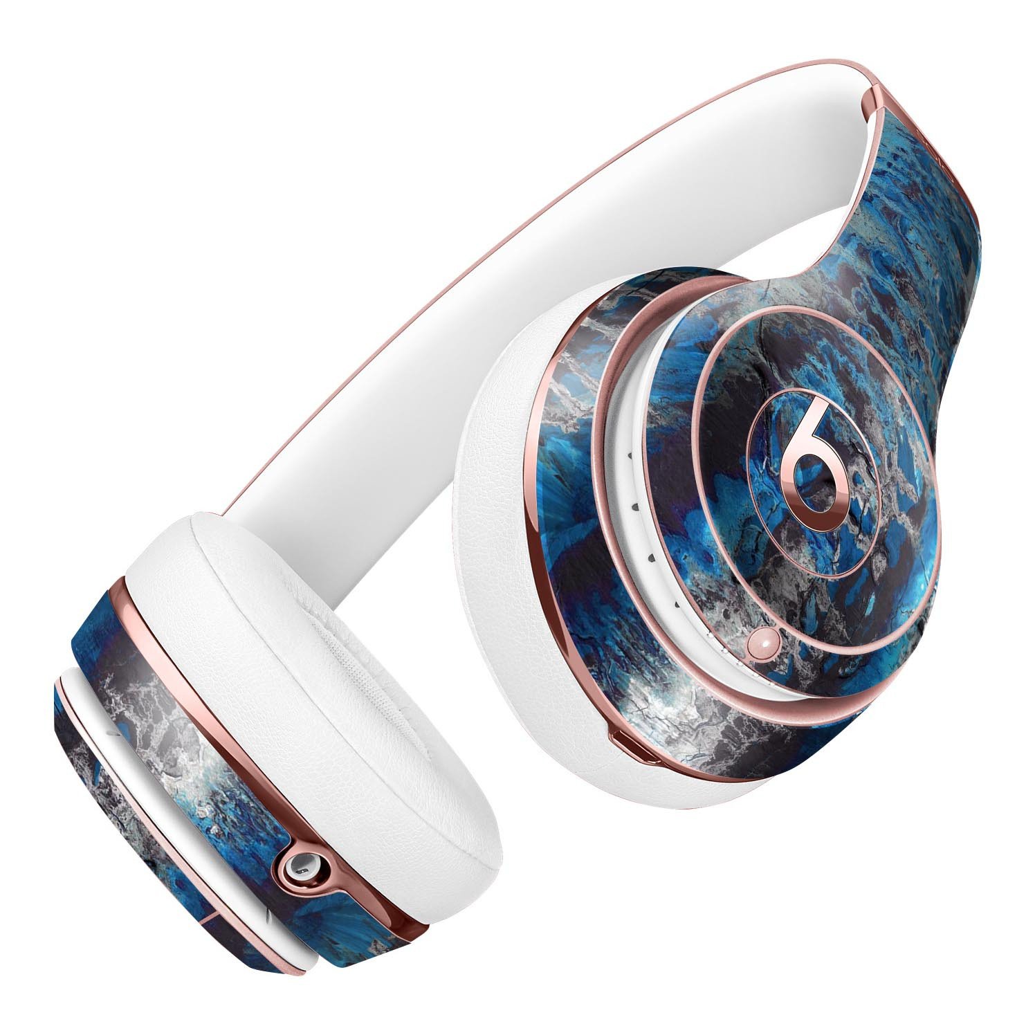 Abstract Wet Paint Blues v8 Full-Body Skin Kit for Beats by Dre Solo 3 Wireless Headphones, showcasing vibrant colors and unique design.