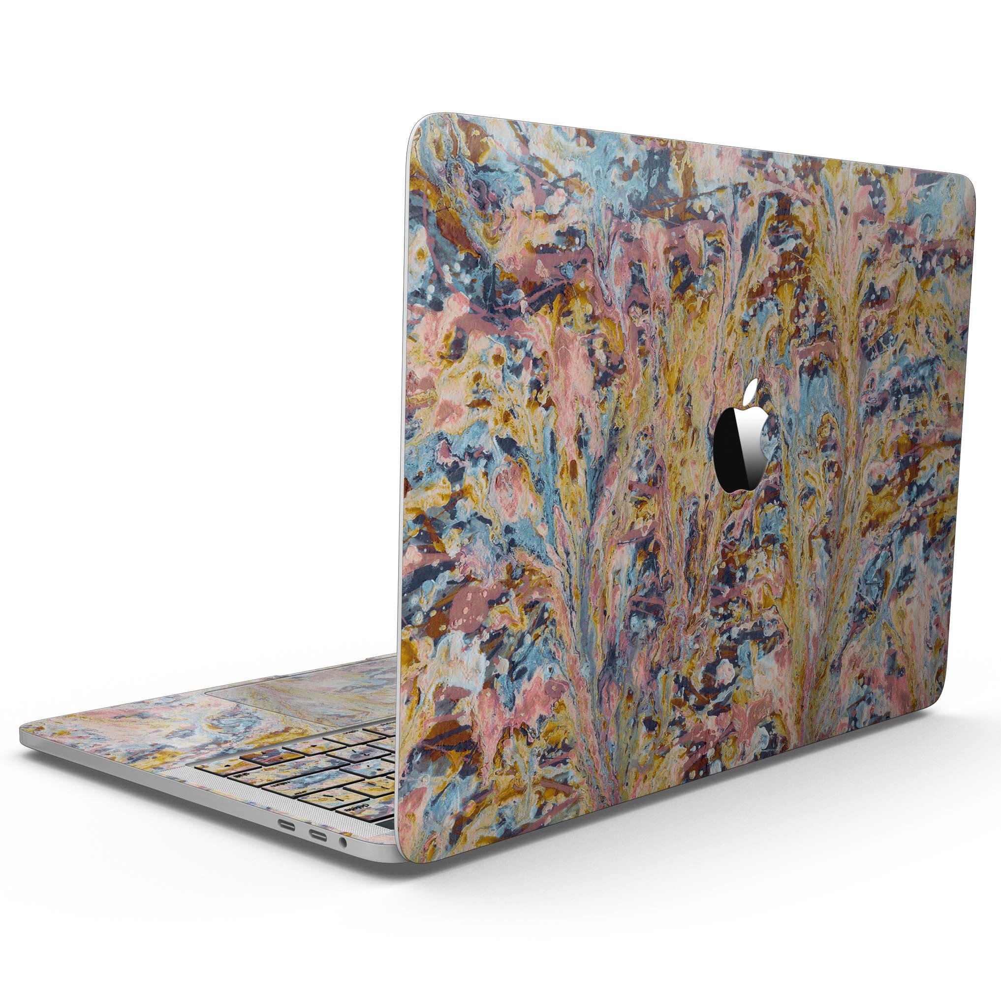 Abstract Wet Paint Color Paradise skin for 13" MacBook Pro without Touch Bar, showcasing vibrant colors and artistic patterns.