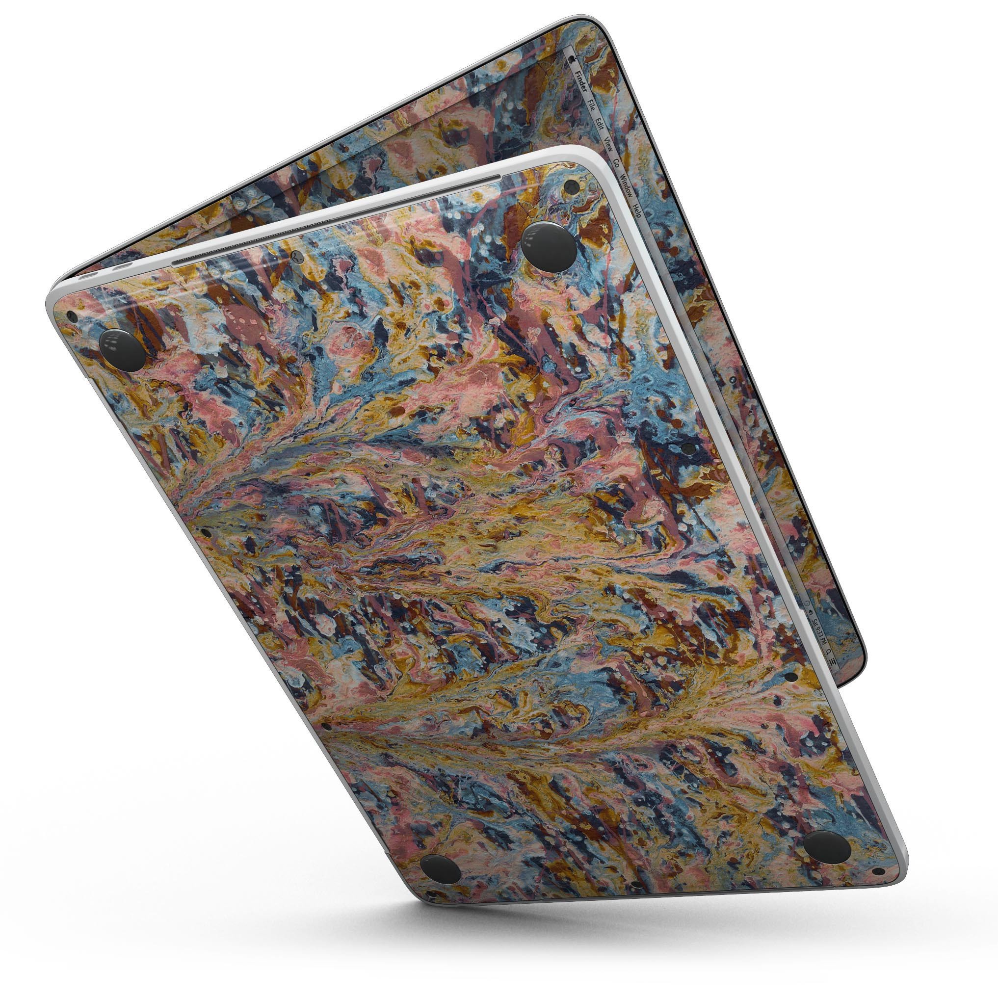 Abstract Wet Paint Color Paradise skin for 13" MacBook Pro without Touch Bar, showcasing vibrant colors and artistic patterns.