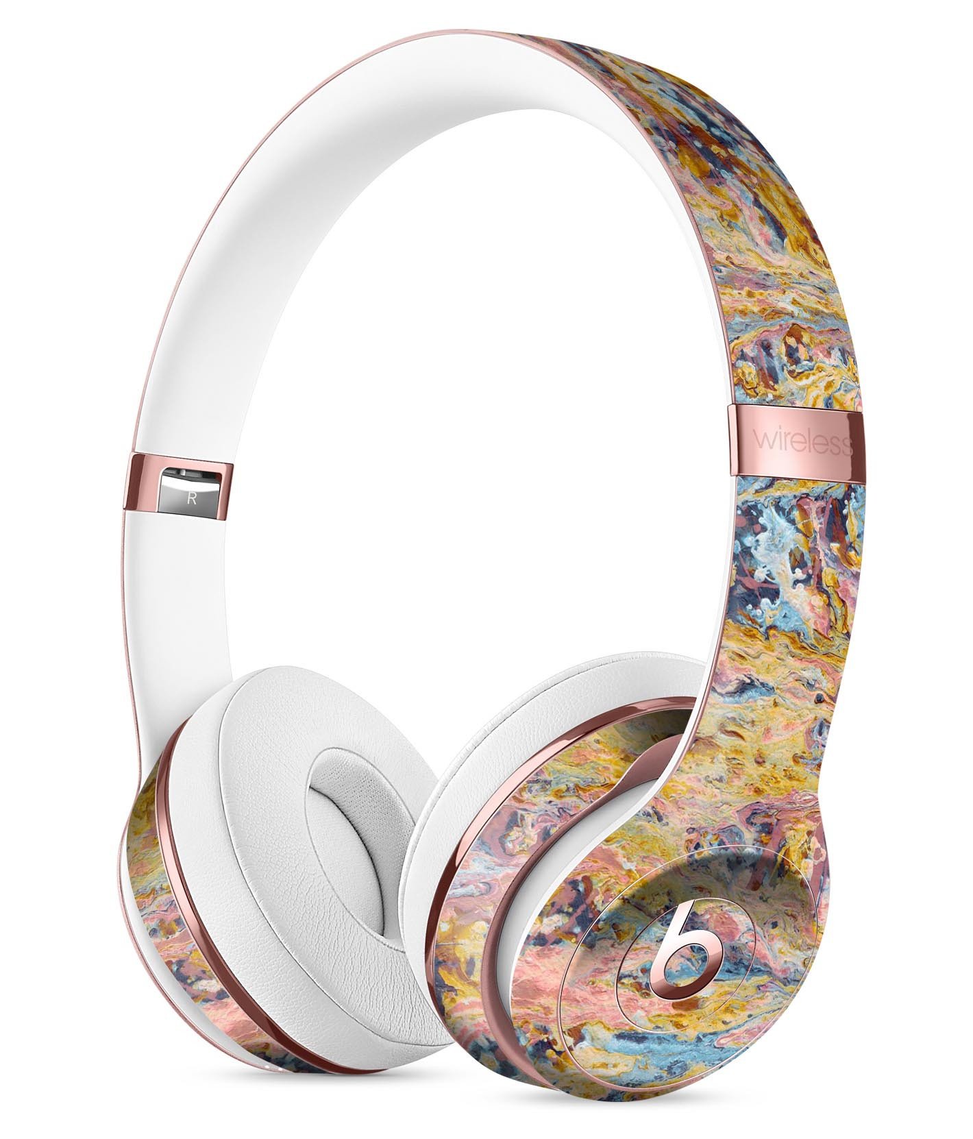 Abstract Wet Paint Color Paradise Skin Kit for Beats by Dre Solo 3 Wireless Headphones, showcasing vibrant colors and sleek design.