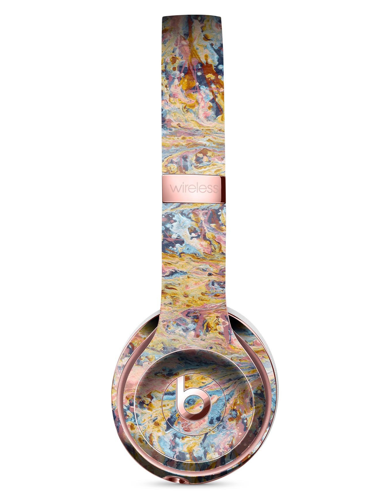 Abstract Wet Paint Color Paradise Skin Kit for Beats by Dre Solo 3 Wireless Headphones, showcasing vibrant colors and sleek design.