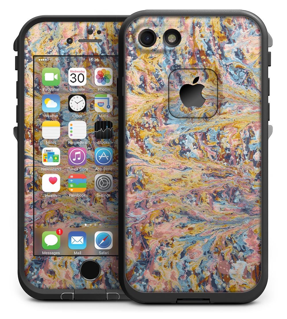 Abstract Wet Paint Color Paradise skin for iPhone 7 LifeProof Fre Case, showcasing vibrant colors and unique design.