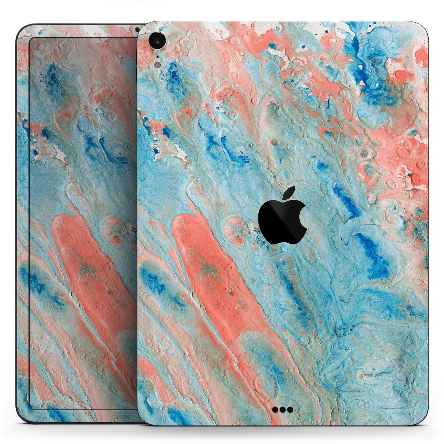 Abstract Wet Paint Coral Blues full body skin decal for Apple devices, showcasing vibrant colors and a sleek design.