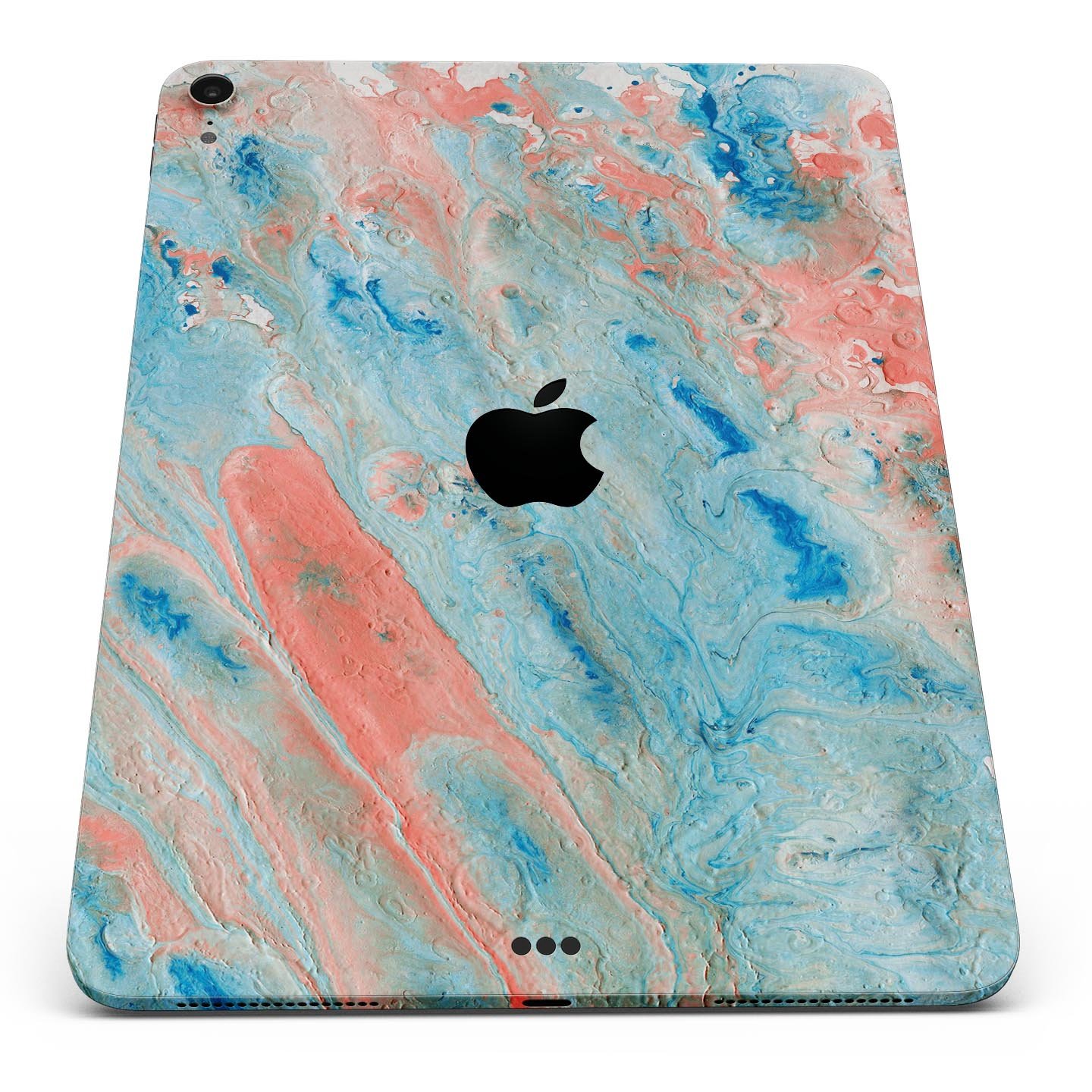 Abstract Wet Paint Coral Blues full body skin decal for Apple devices, showcasing vibrant colors and a sleek design.