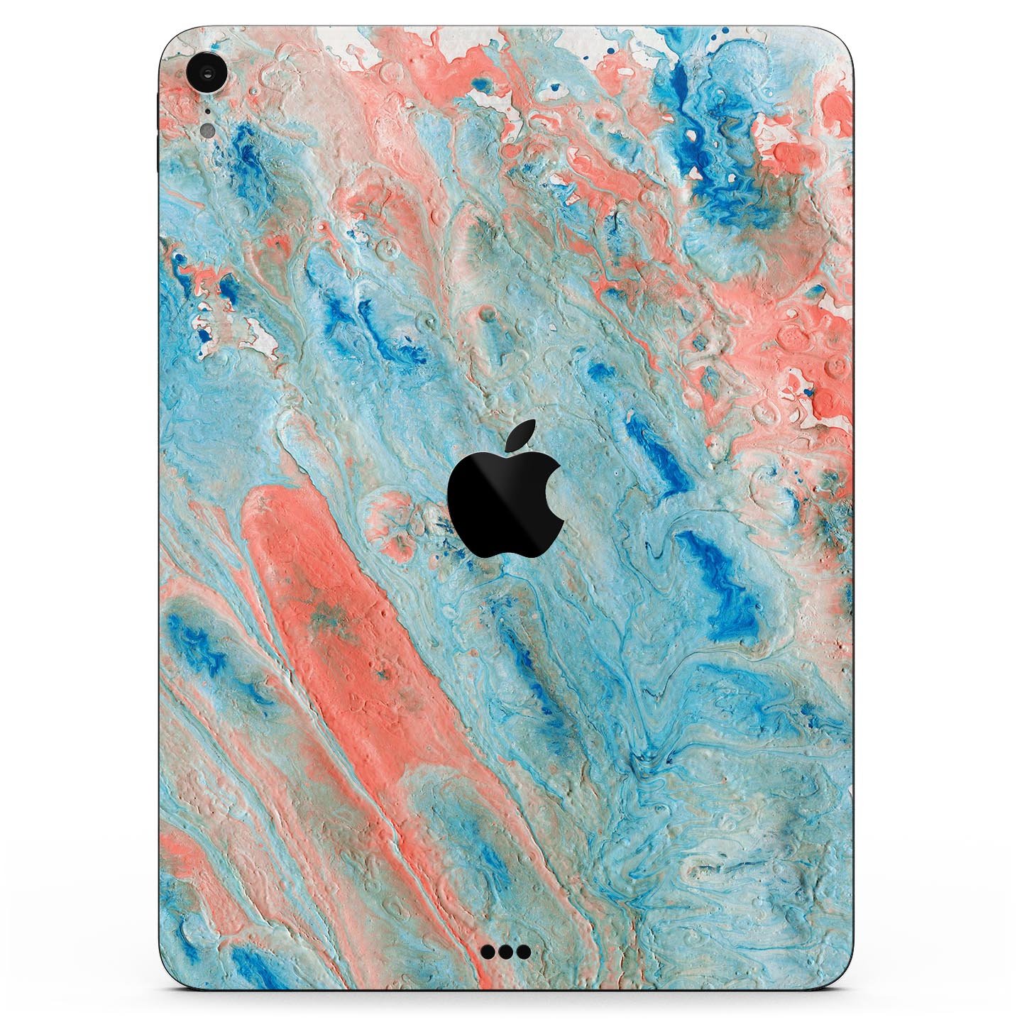 Abstract Wet Paint Coral Blues full body skin decal for Apple devices, showcasing vibrant colors and a sleek design.