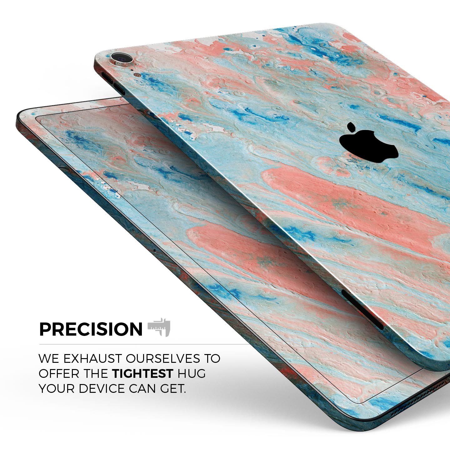 Abstract Wet Paint Coral Blues full body skin decal for Apple devices, showcasing vibrant colors and a sleek design.