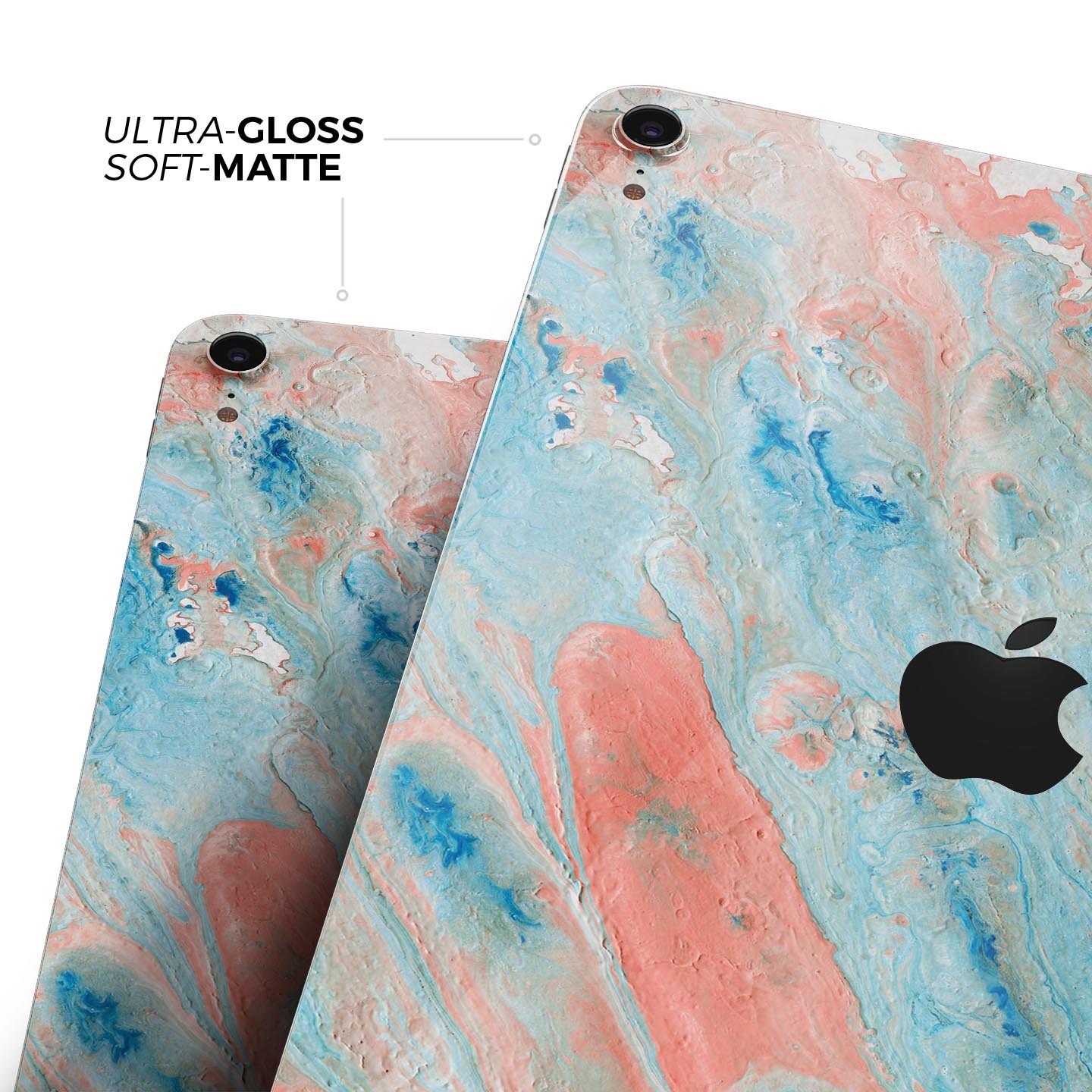 Abstract Wet Paint Coral Blues full body skin decal for Apple devices, showcasing vibrant colors and a sleek design.