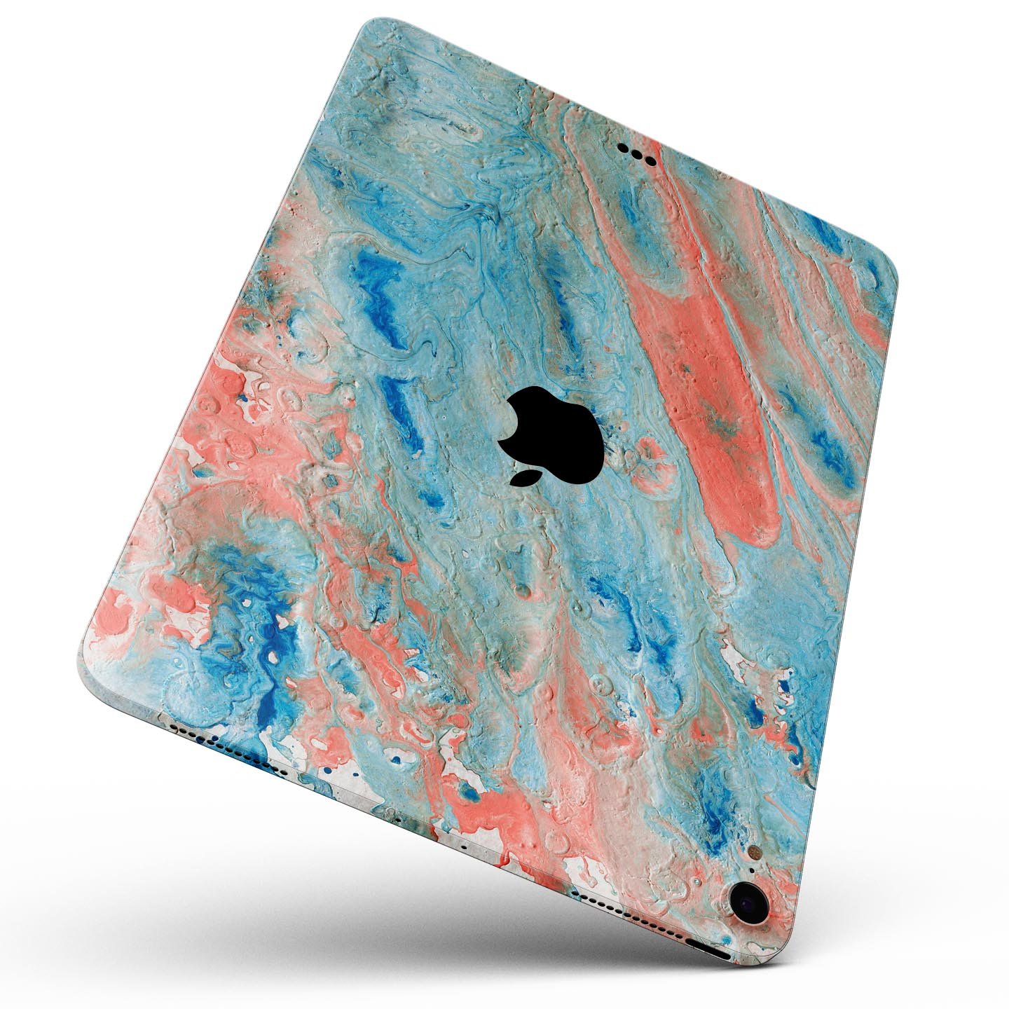 Abstract Wet Paint Coral Blues full body skin decal for Apple devices, showcasing vibrant colors and a sleek design.