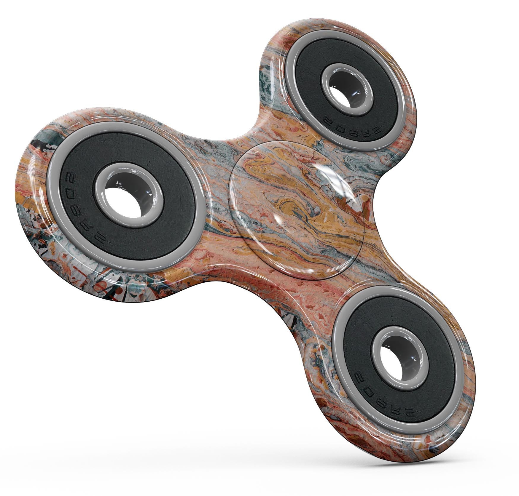 Abstract Wet Paint Coral Love Full-Body Skin-Kit for fidget spinner, showcasing vibrant colors and unique design.