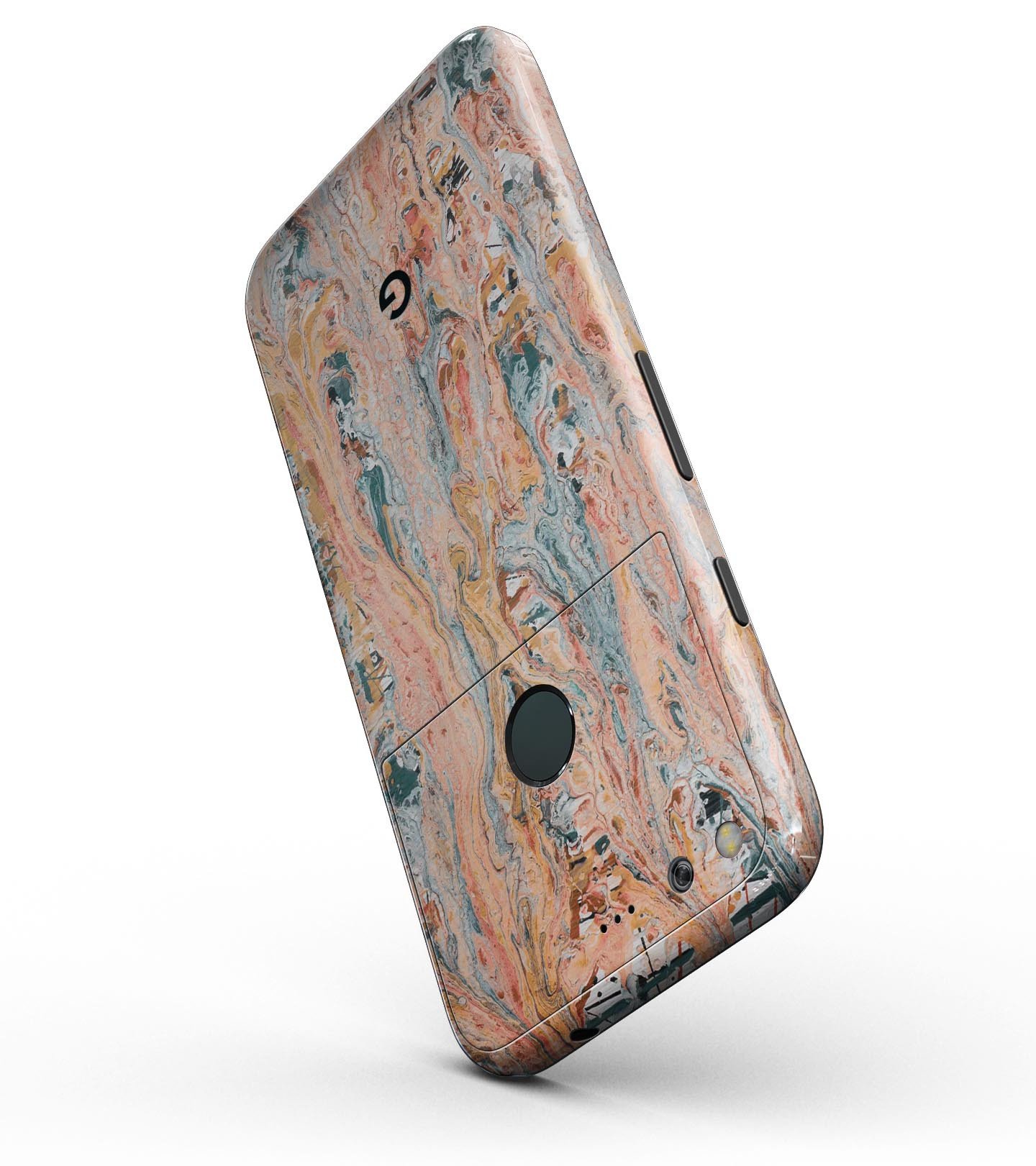 Abstract Wet Paint Coral Love Full-Body Skin Kit for Google Pixel, showcasing vibrant coral color and sleek design.