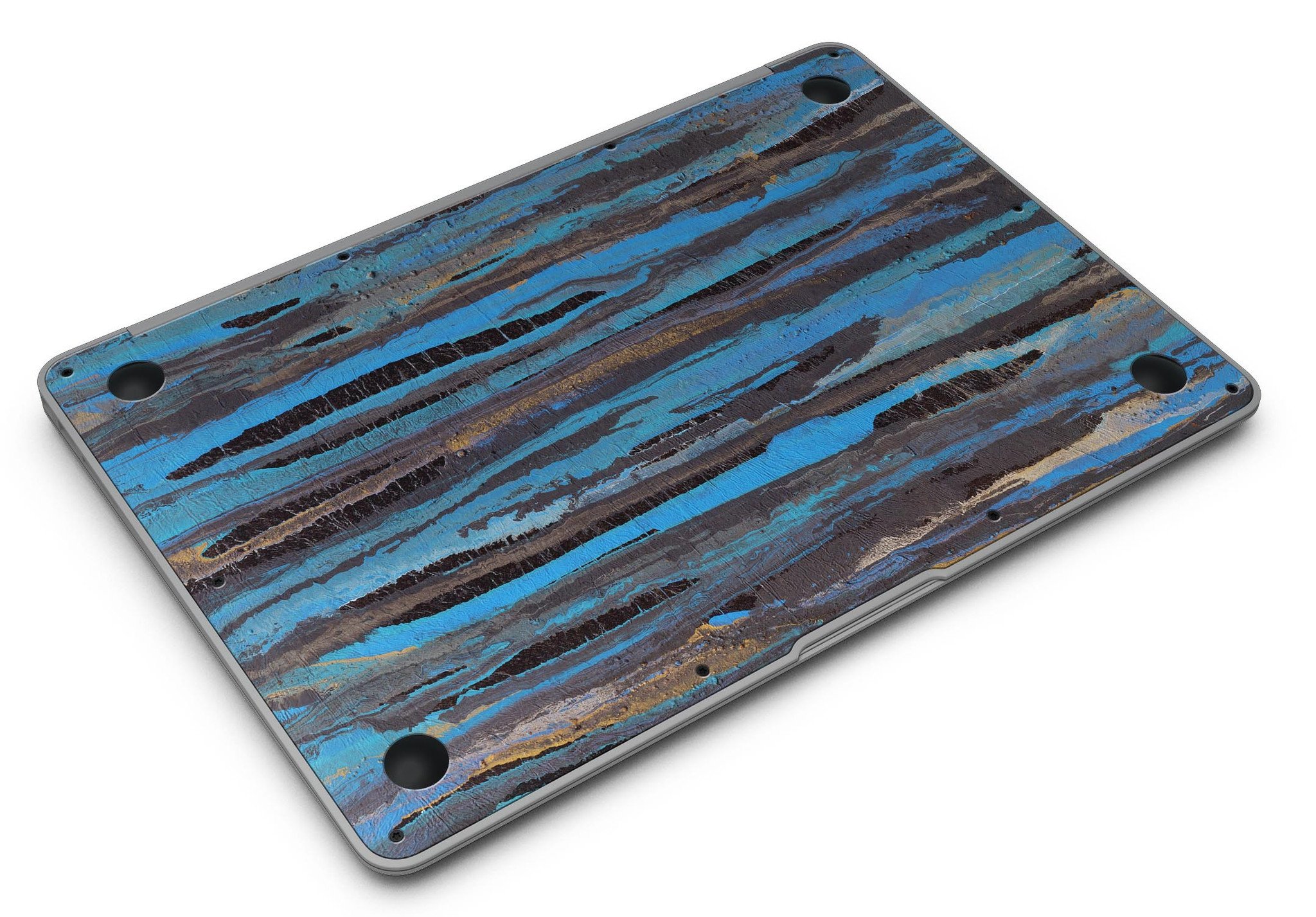 Abstract Wet Paint Dark Blues skin kit for MacBook Air, showcasing vibrant blue colors and artistic design.