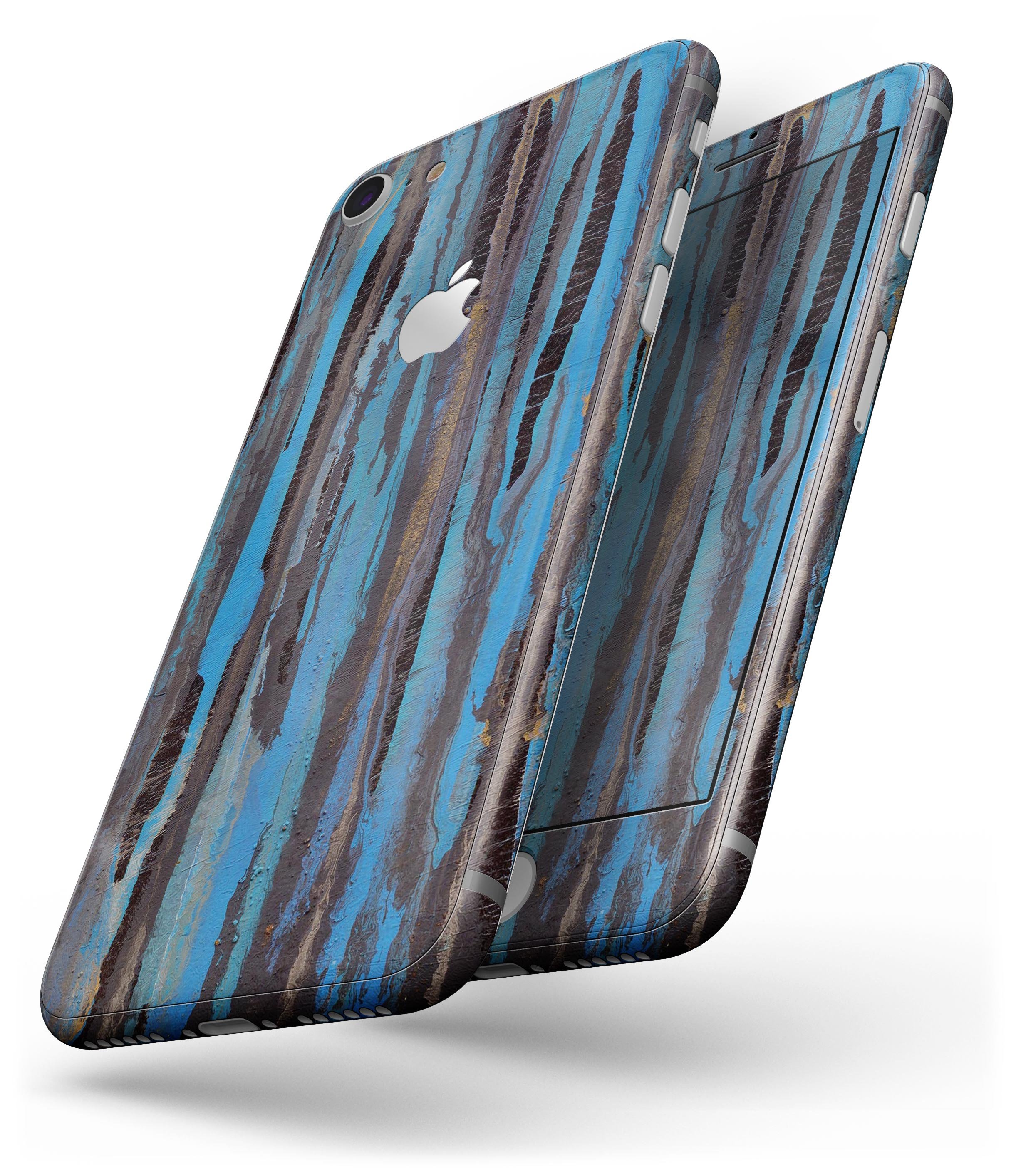 Abstract Wet Paint Dark Blues skin for iPhone 8 and 8 Plus, showcasing vibrant colors and a sleek design.