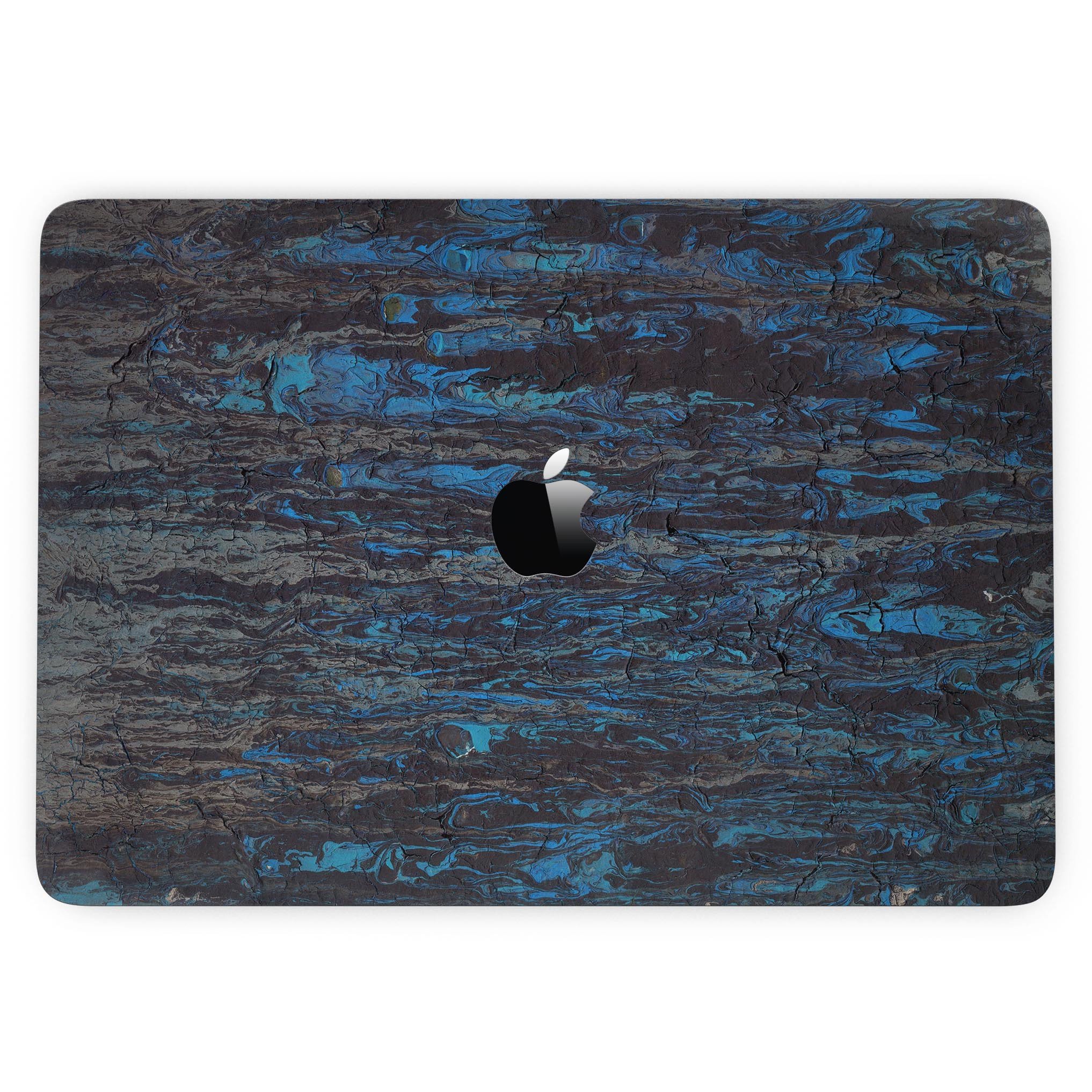 Abstract Wet Paint Dark Blues skin for 13" MacBook Pro without Touch Bar, showcasing vibrant colors and unique design.