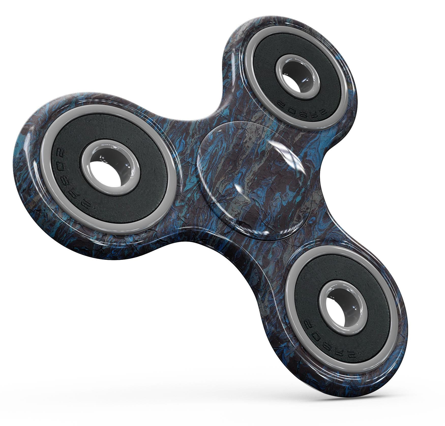 Abstract Wet Paint Dark Blues v2 skin kit for fidget spinner, showcasing vibrant colors and unique patterns for personalization.