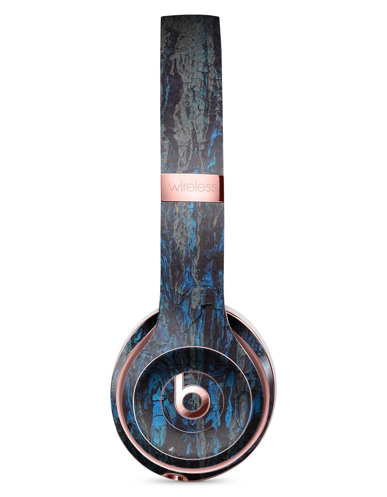 Abstract Wet Paint Dark Blues v2 Full-Body Skin Kit for Beats by Dre Solo 3 Wireless Headphones, showcasing vibrant colors and artistic design.