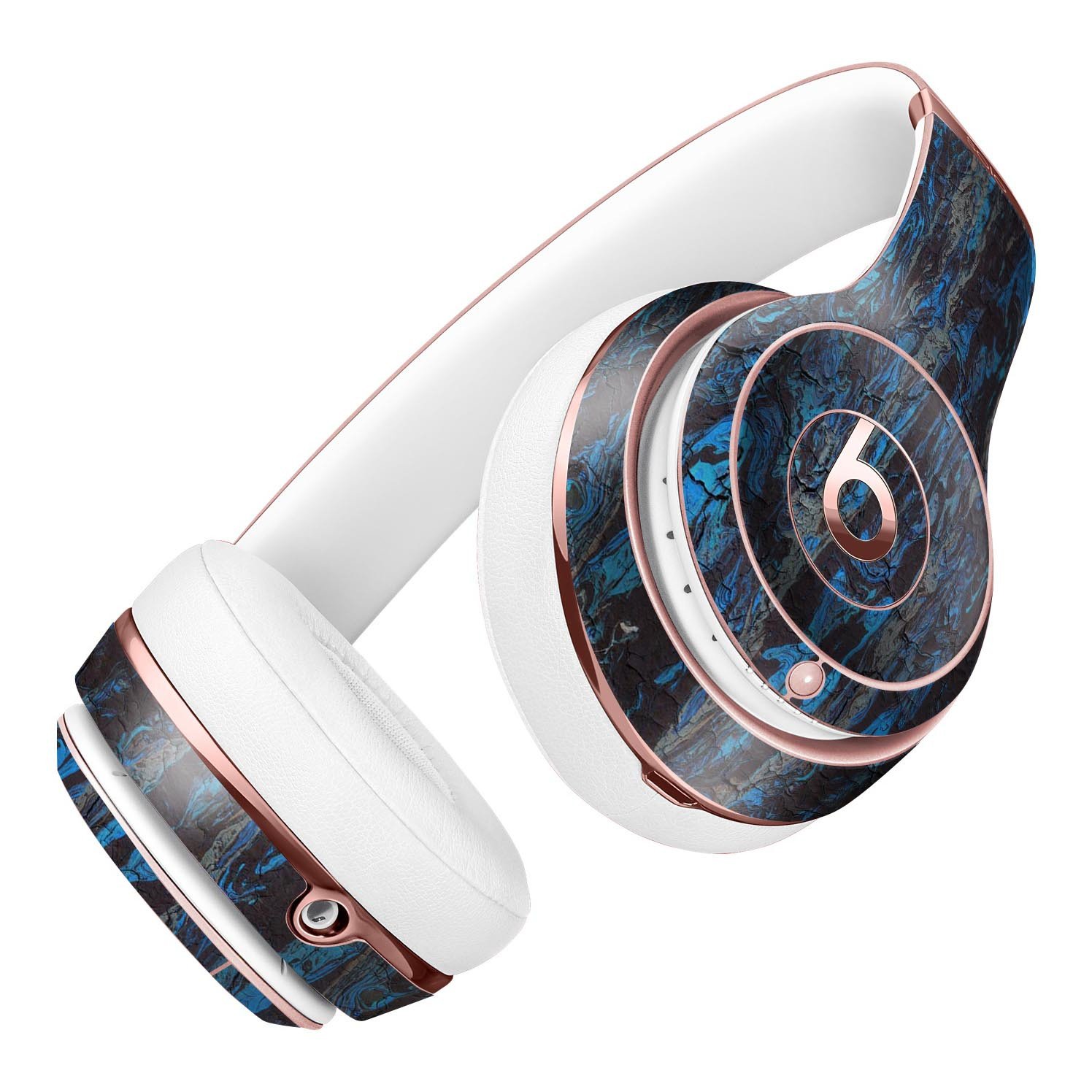 Abstract Wet Paint Dark Blues v2 Full-Body Skin Kit for Beats by Dre Solo 3 Wireless Headphones, showcasing vibrant colors and artistic design.