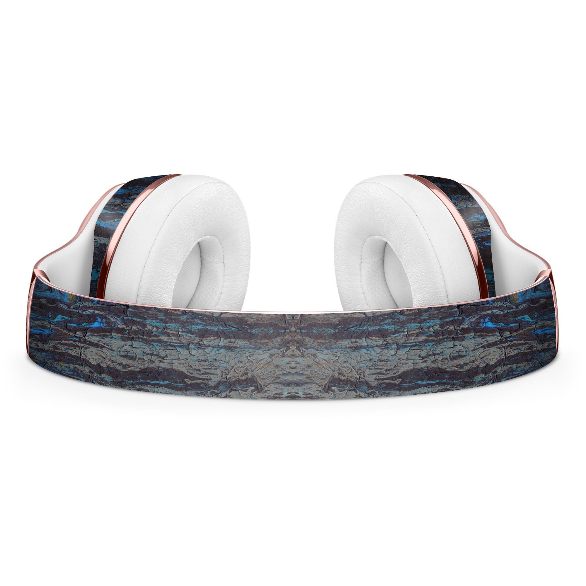 Abstract Wet Paint Dark Blues v2 Full-Body Skin Kit for Beats by Dre Solo 3 Wireless Headphones, showcasing vibrant colors and artistic design.