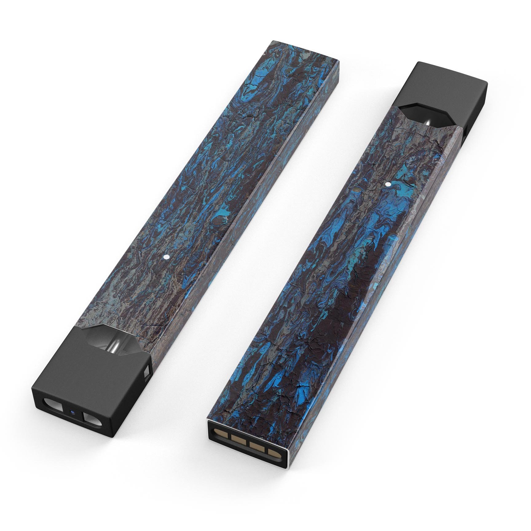 Abstract Wet Paint Dark Blues v2 skin-wrap for JUUL device, showcasing vibrant colors and premium design.