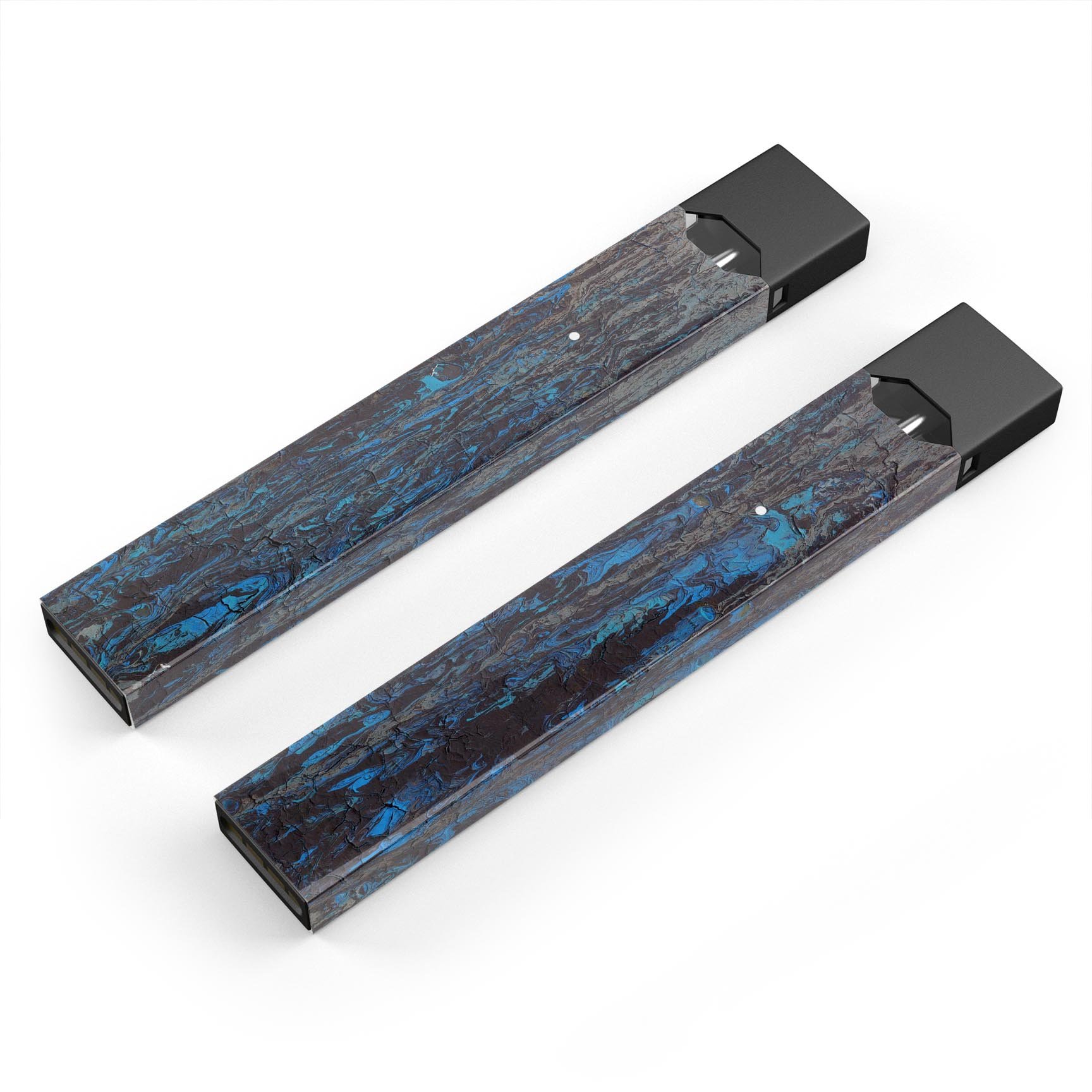 Abstract Wet Paint Dark Blues v2 skin-wrap for JUUL device, showcasing vibrant colors and premium design.