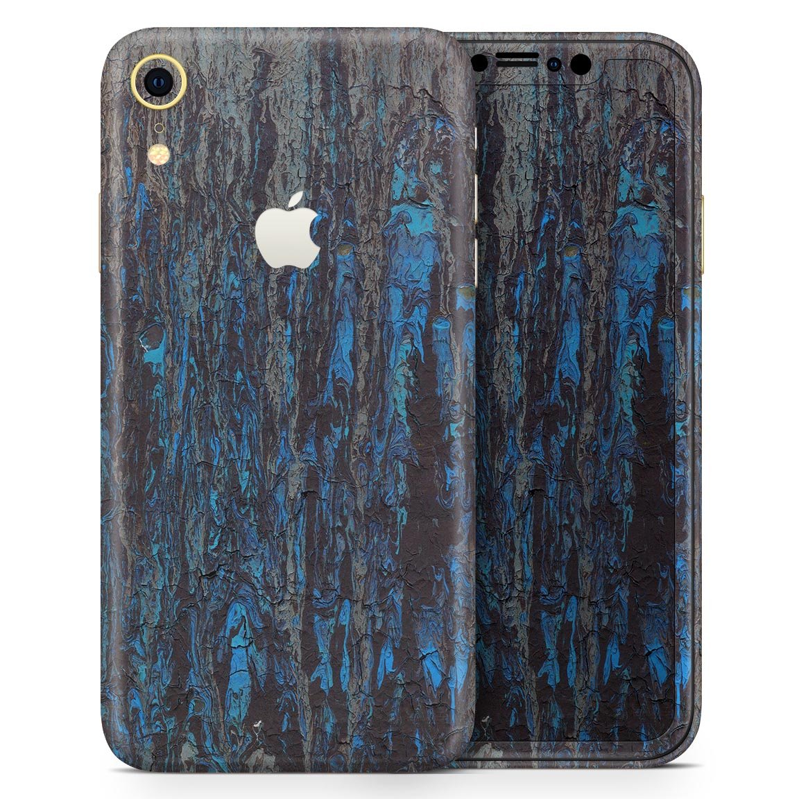 Abstract Wet Paint Dark Blues v2 skin for Apple iPhone XR, showcasing vibrant dark blue paint design.