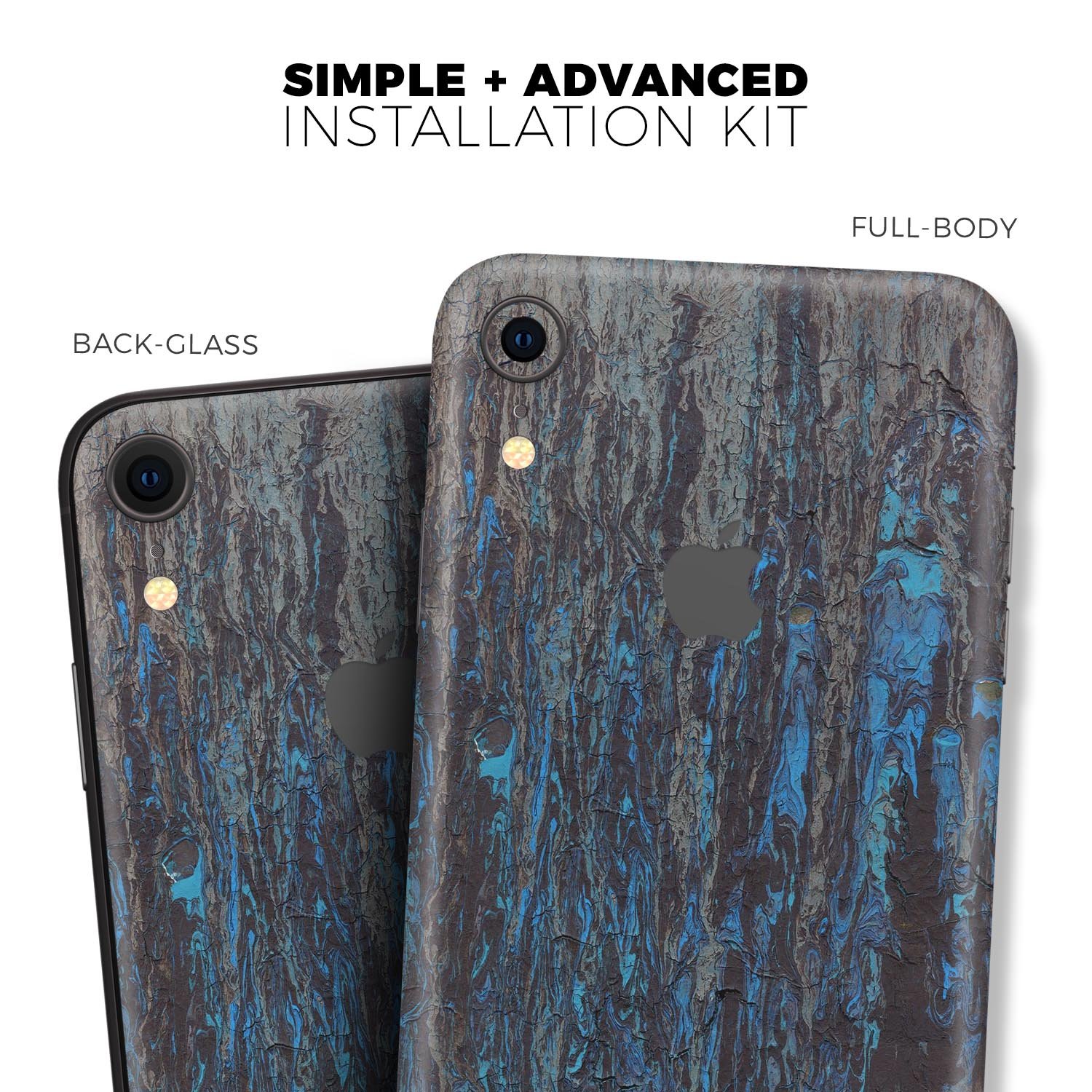 Abstract Wet Paint Dark Blues v2 skin for Apple iPhone XR, showcasing vibrant dark blue paint design.