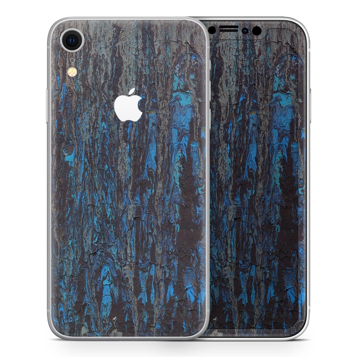 Abstract Wet Paint Dark Blues v2 skin for Apple iPhone XR, showcasing vibrant dark blue paint design.