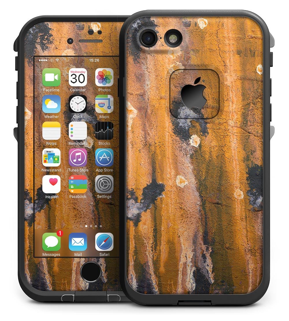 Abstract Wet Paint Dark Gold skin for iPhone 7 LifeProof Fre Case, showcasing vibrant colors and sleek design.