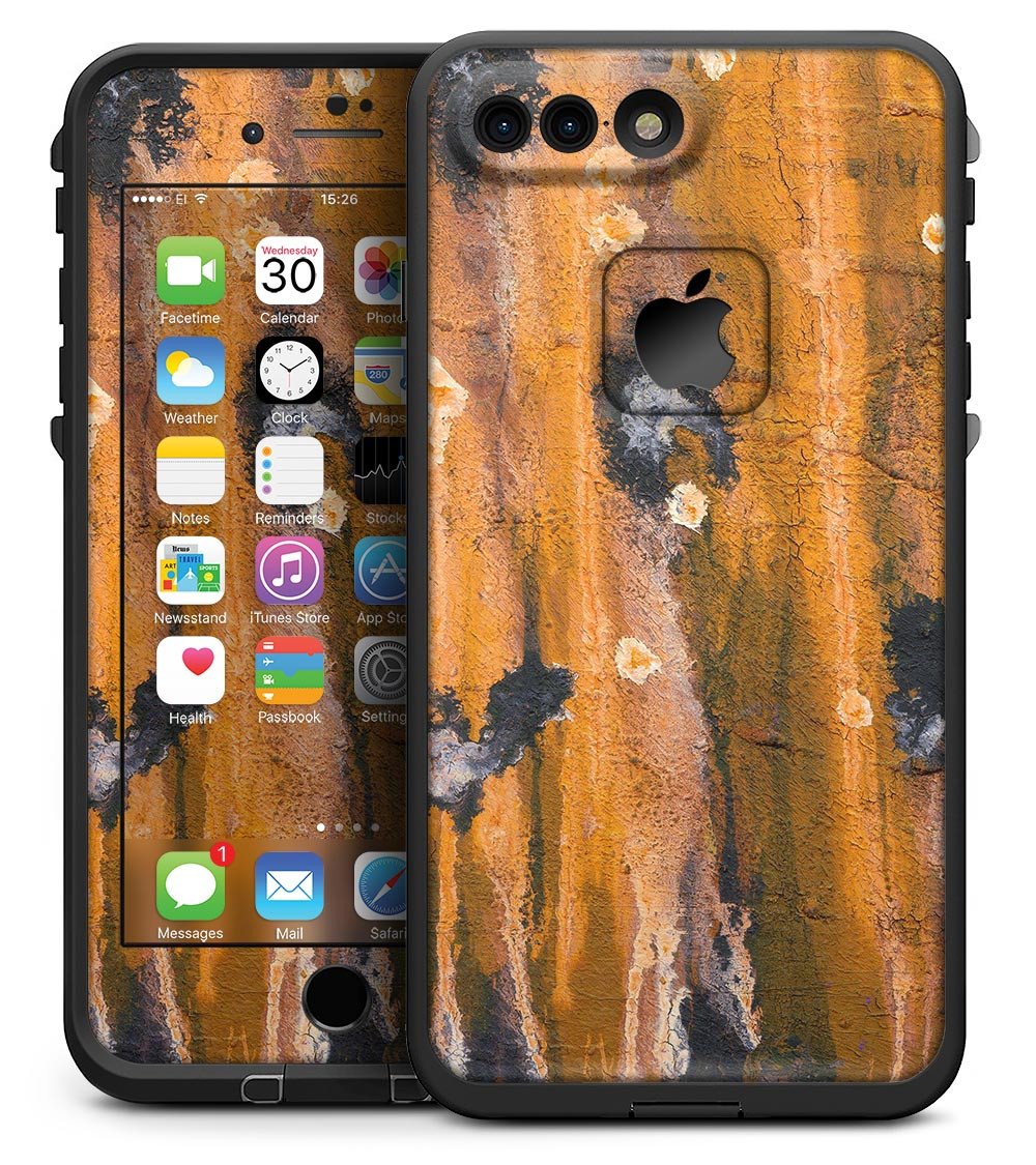 Abstract Wet Paint Dark Gold skin for iPhone 7 Plus LifeProof Fre Case, showcasing a stylish design with premium vinyl material.