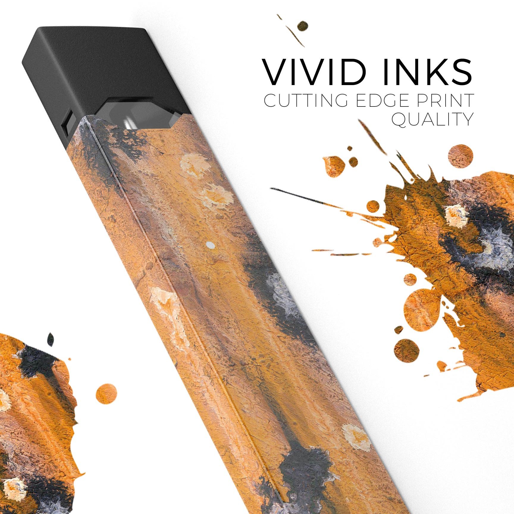 Abstract Wet Paint Dark Gold skin-wrap for JUUL device, showcasing vibrant colors and premium quality design.