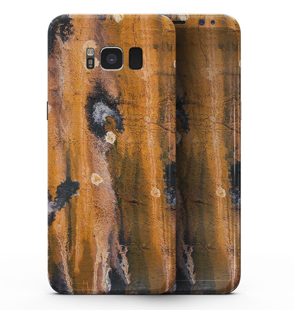 Abstract Wet Paint Dark Gold skin kit for Samsung Galaxy S8, showcasing a stylish design that protects the device from scratches.