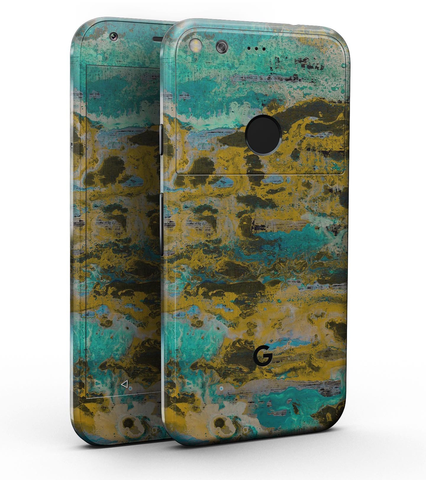 Abstract Wet Paint Gold Full-Body Skin Kit for Google Pixel, showcasing sleek design and precision fit.