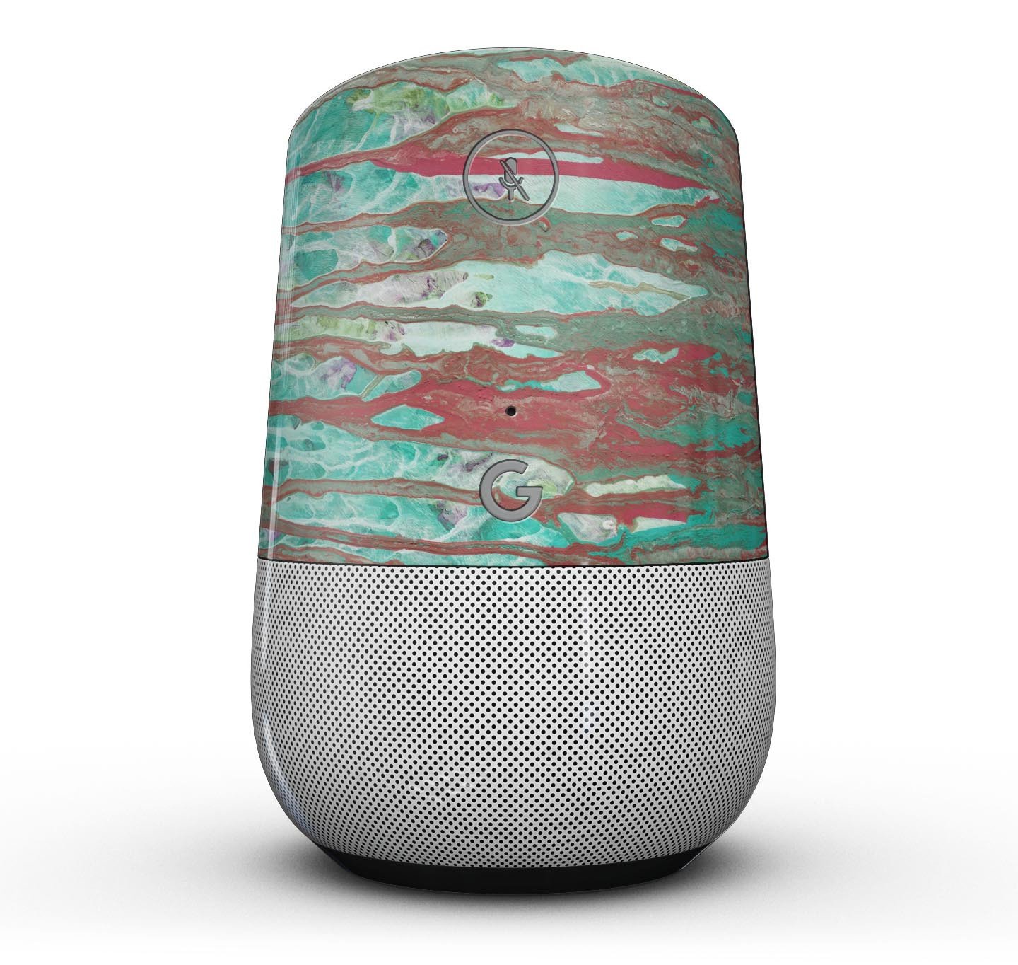 Abstract Wet Paint Mint Rustic Full-Body Skin Kit for Google Home Assistant, showcasing a stylish mint design with a rustic finish.