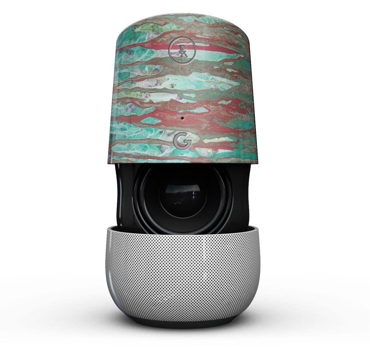 Abstract Wet Paint Mint Rustic Full-Body Skin Kit for Google Home Assistant, showcasing a stylish mint design with a rustic finish.