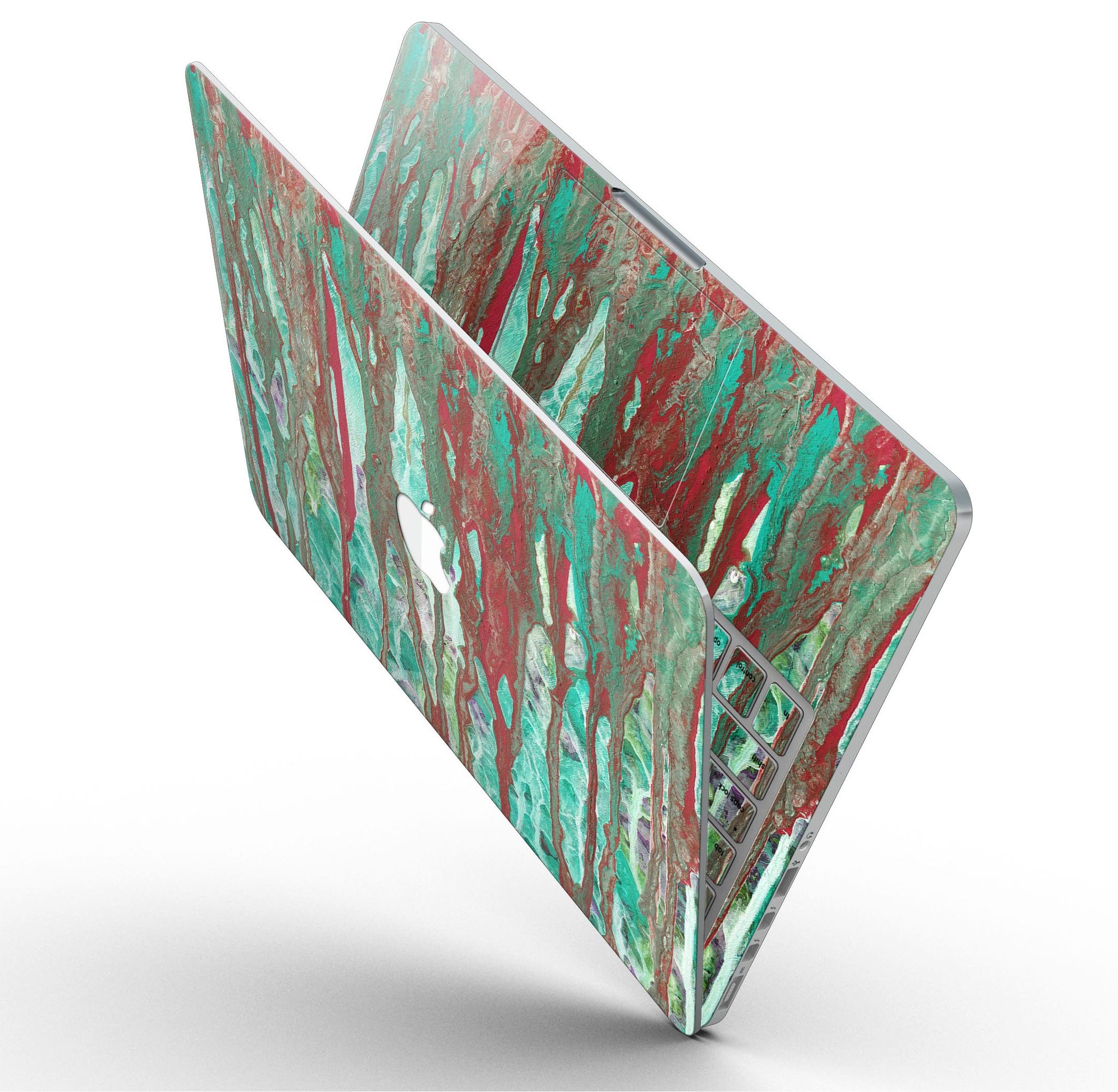 Abstract Wet Paint Mint Rustic skin for MacBook Pro with Retina Display, showcasing vibrant colors and a stylish design.