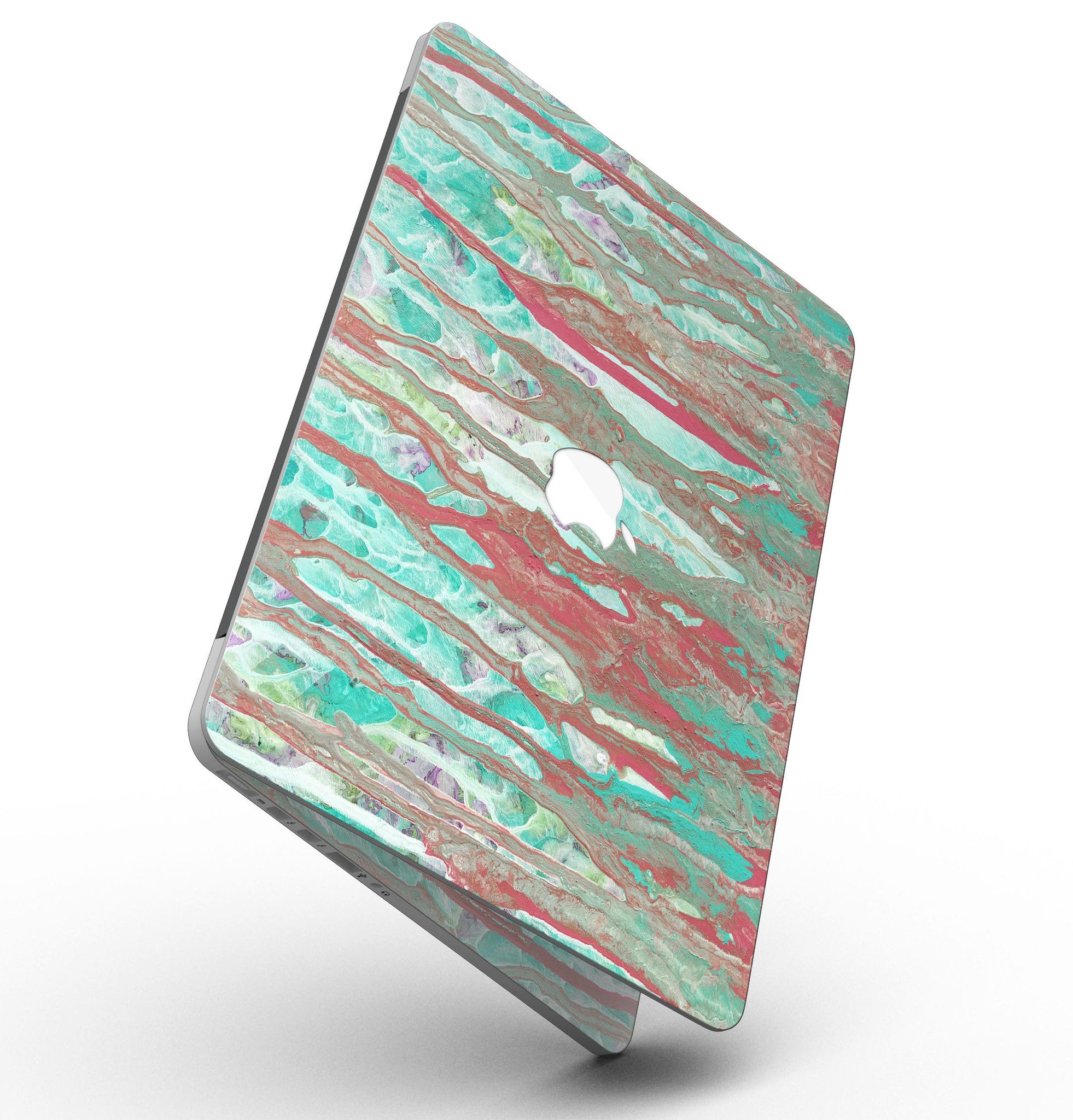 Abstract Wet Paint Mint Rustic skin for MacBook Pro with Retina Display, showcasing vibrant colors and a stylish design.