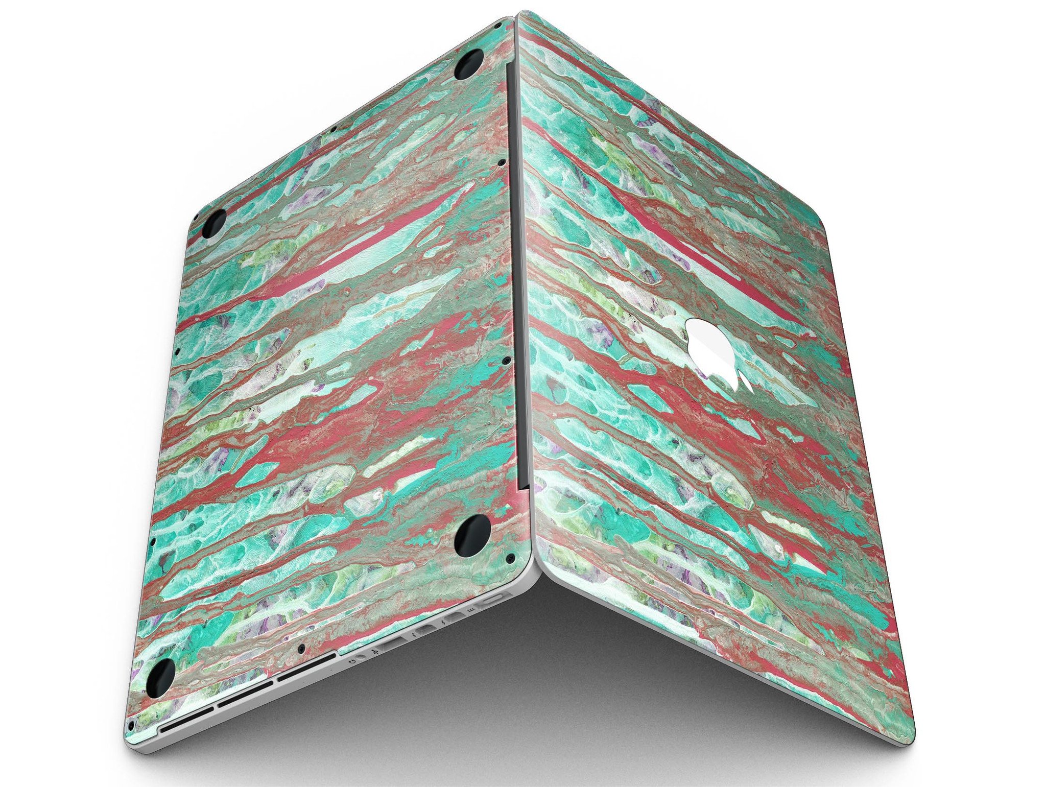 Abstract Wet Paint Mint Rustic skin for MacBook Pro with Retina Display, showcasing vibrant colors and a stylish design.