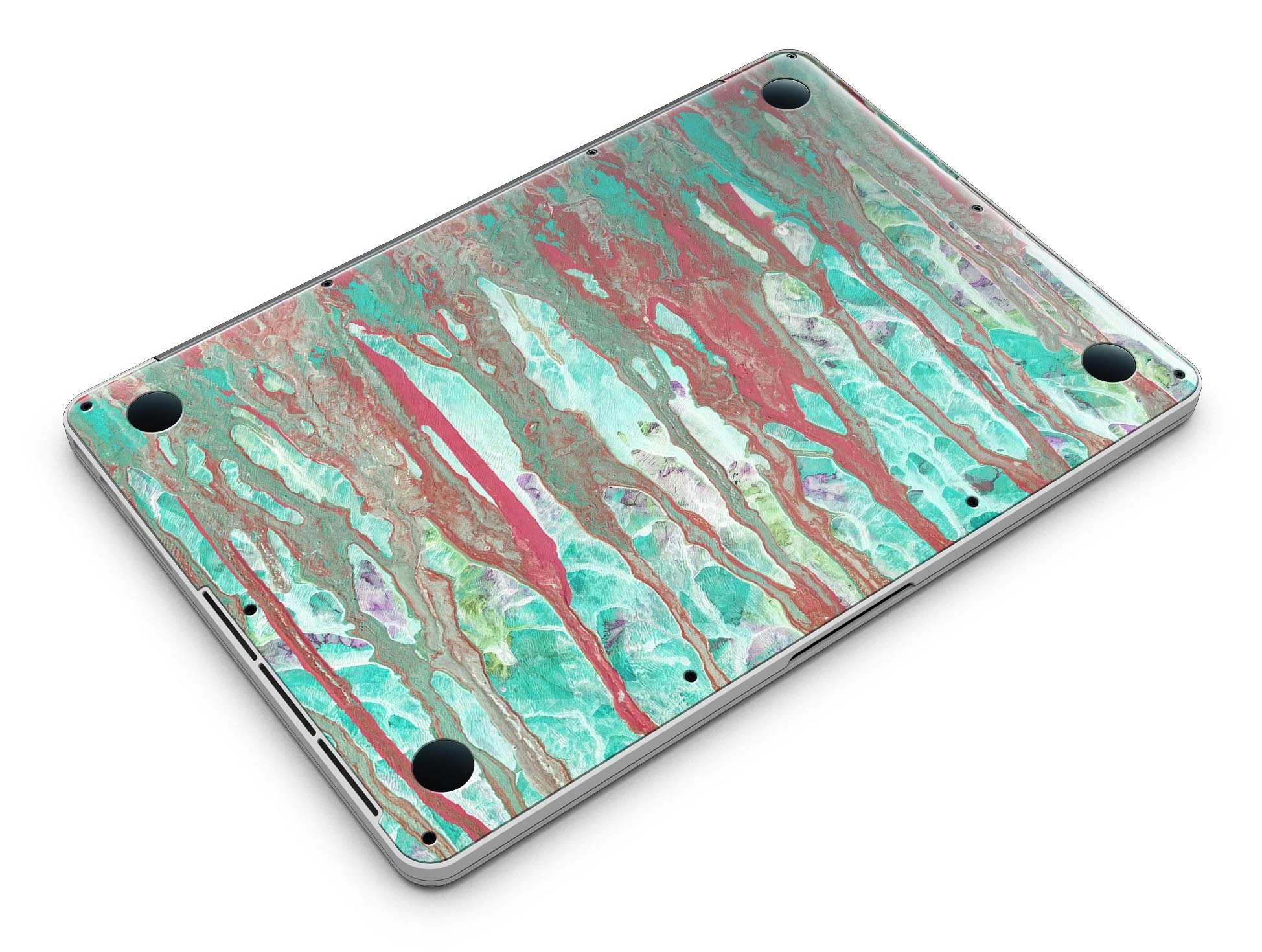 Abstract Wet Paint Mint Rustic skin for MacBook Pro with Retina Display, showcasing vibrant colors and a stylish design.