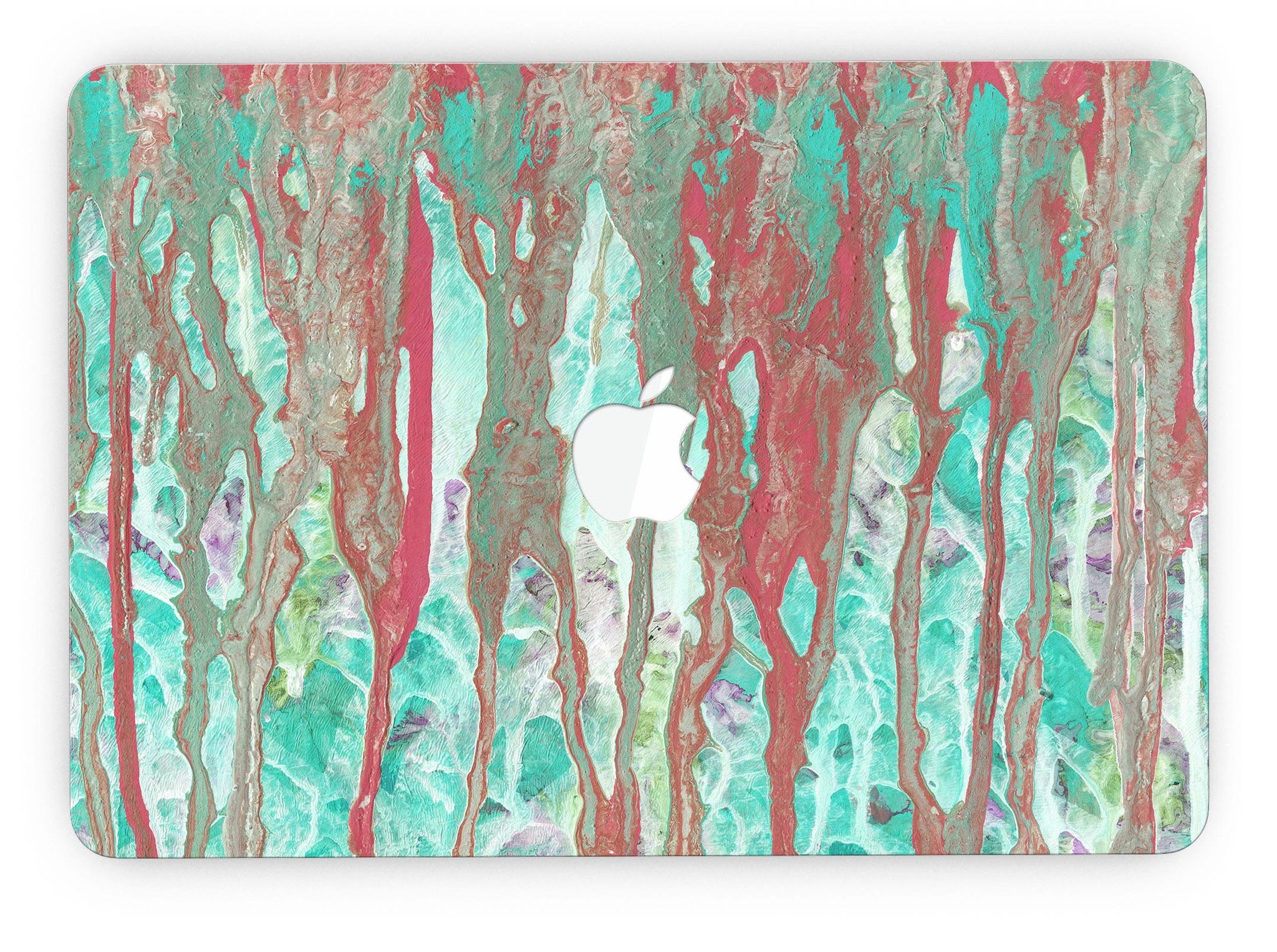 Abstract Wet Paint Mint Rustic skin for MacBook Pro with Retina Display, showcasing vibrant colors and a stylish design.