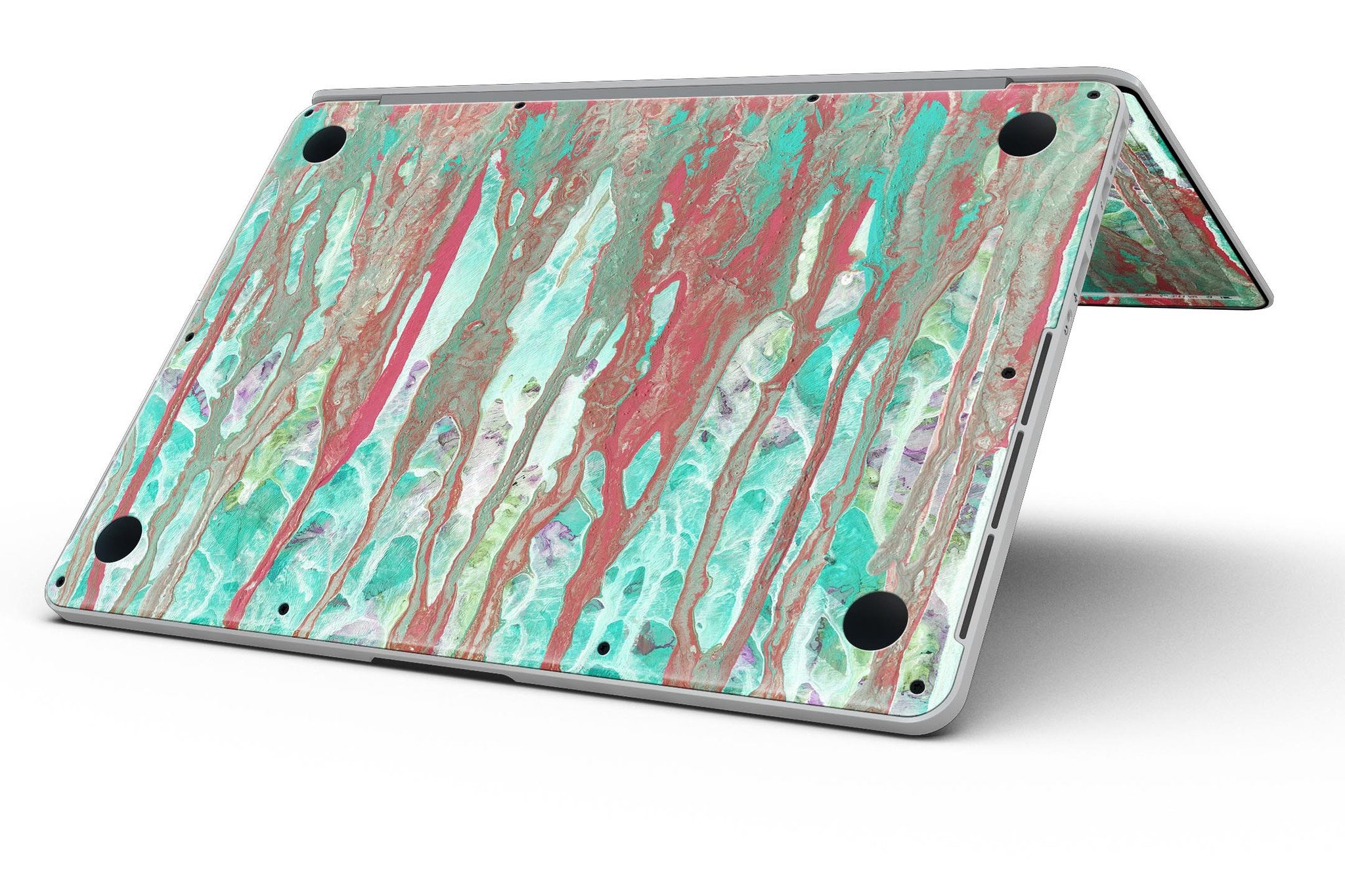 Abstract Wet Paint Mint Rustic skin for MacBook Pro with Retina Display, showcasing vibrant colors and a stylish design.