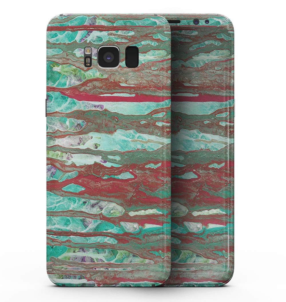 Samsung Galaxy S8 with Abstract Wet Paint Mint Rustic skin, showcasing vibrant colors and sleek design.