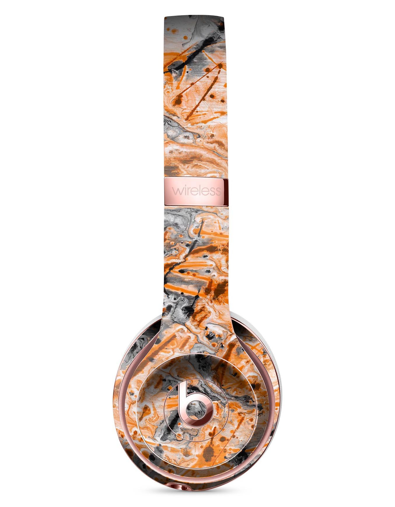 Abstract Wet Paint Orange Full-Body Skin Kit for Beats by Dre Solo 3 Wireless Headphones, showcasing vibrant colors and sleek design.