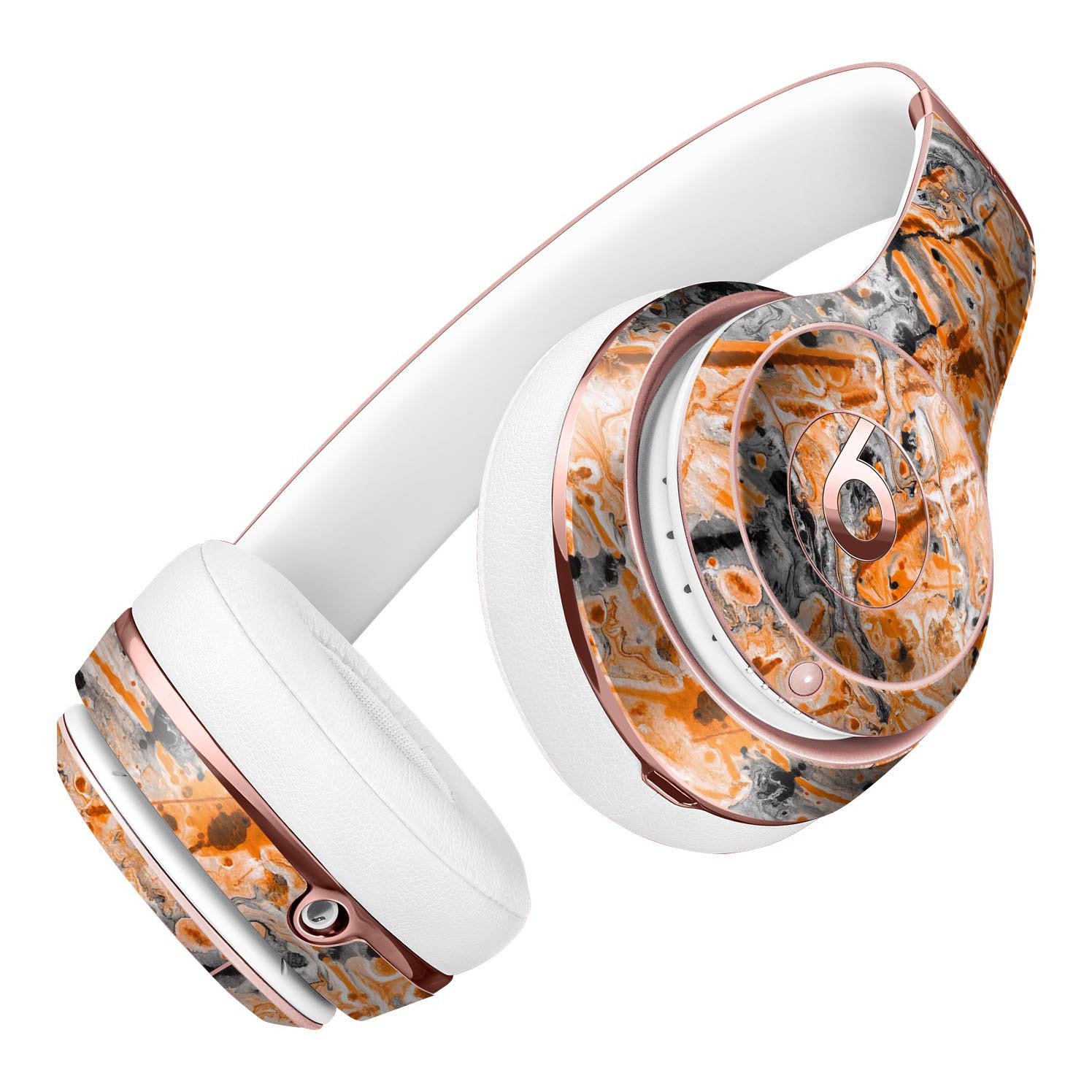 Abstract Wet Paint Orange Full-Body Skin Kit for Beats by Dre Solo 3 Wireless Headphones, showcasing vibrant colors and sleek design.