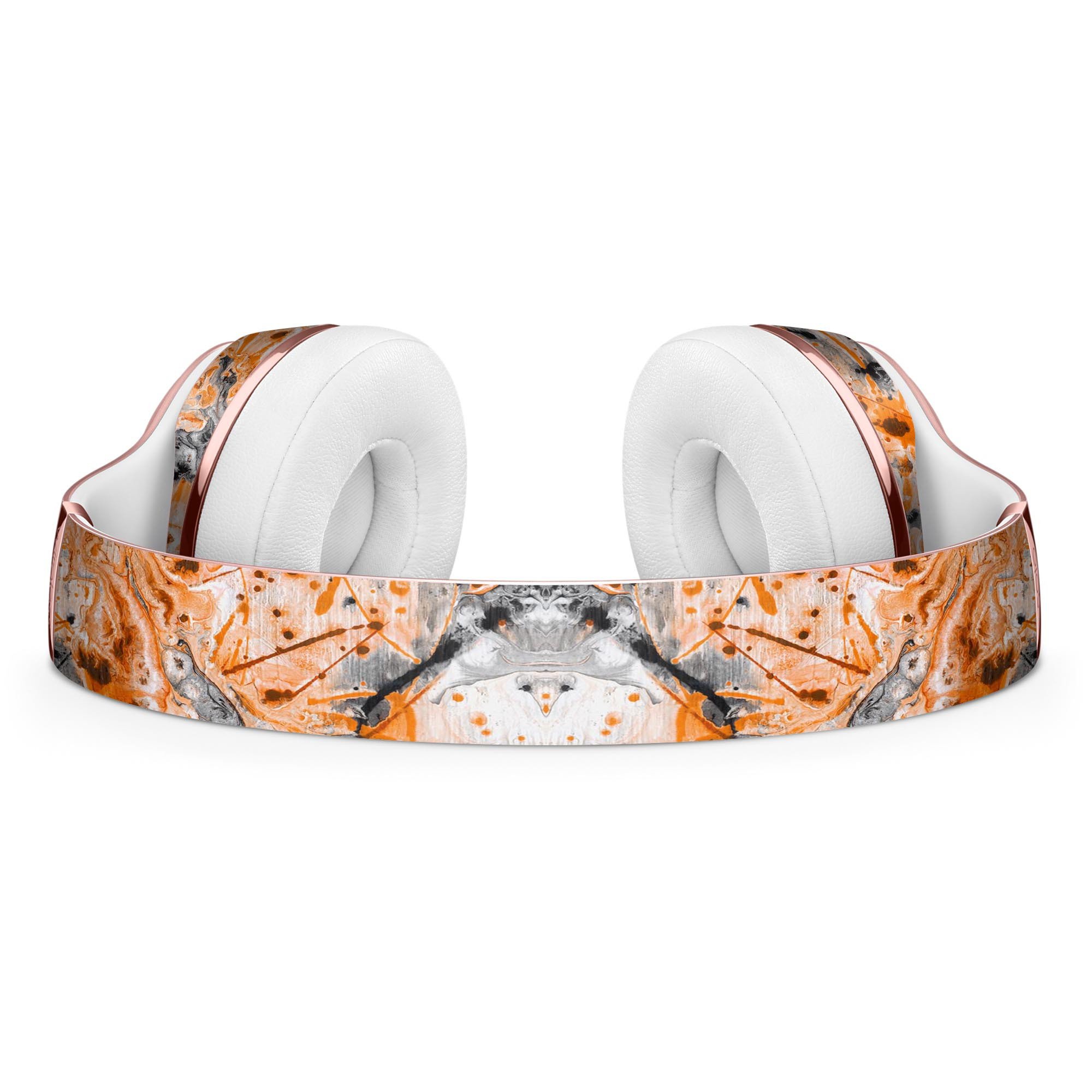 Abstract Wet Paint Orange Full-Body Skin Kit for Beats by Dre Solo 3 Wireless Headphones, showcasing vibrant colors and sleek design.