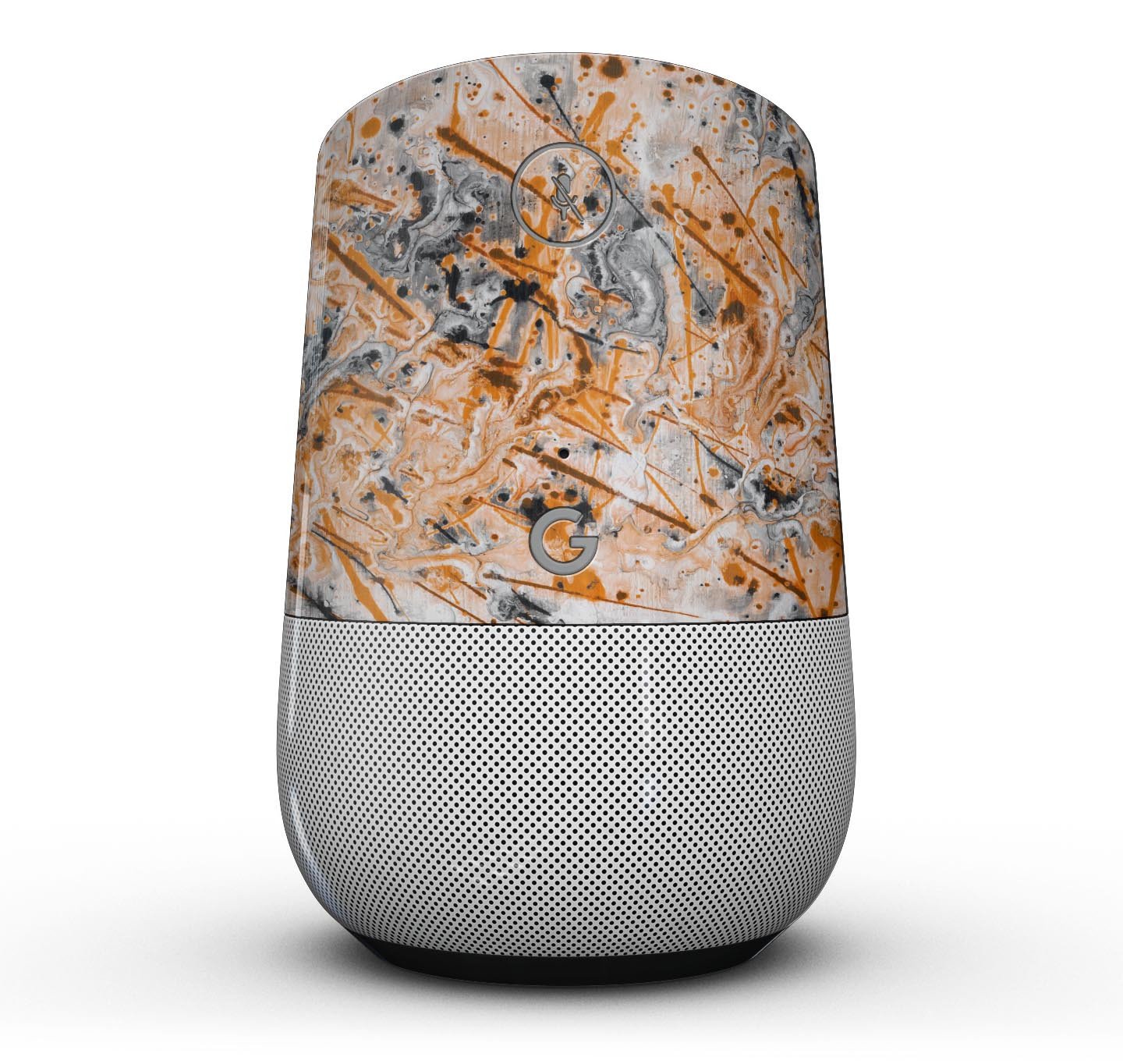 Abstract Wet Paint Orange Full-Body Skin Kit for Google Home, showcasing vibrant color and precision fit.