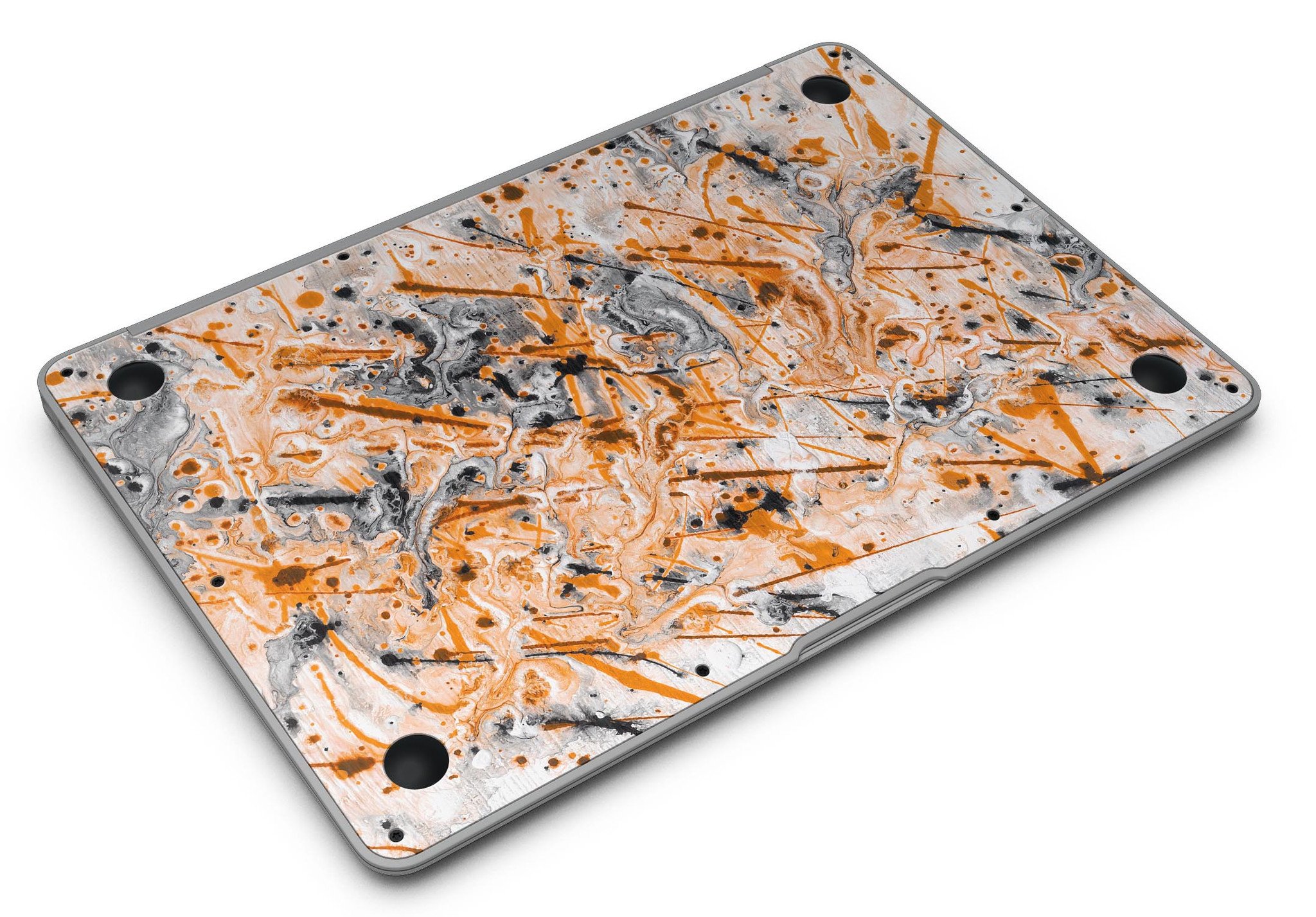 Abstract Wet Paint Orange skin kit for MacBook Air, showcasing vibrant colors and unique design for personalized device protection.