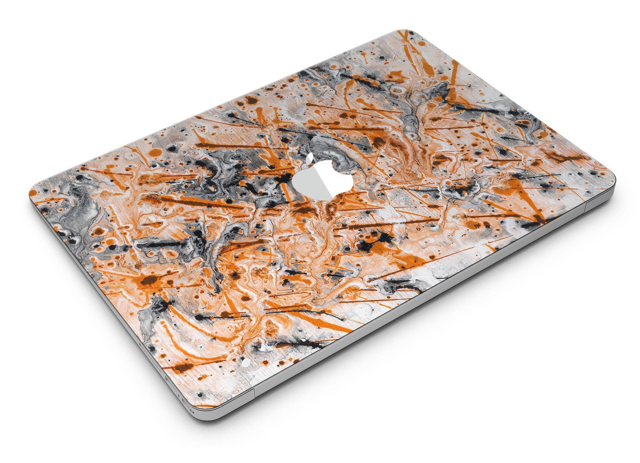 Abstract Wet Paint Orange skin kit for MacBook Air, showcasing vibrant colors and unique design for personalized device protection.